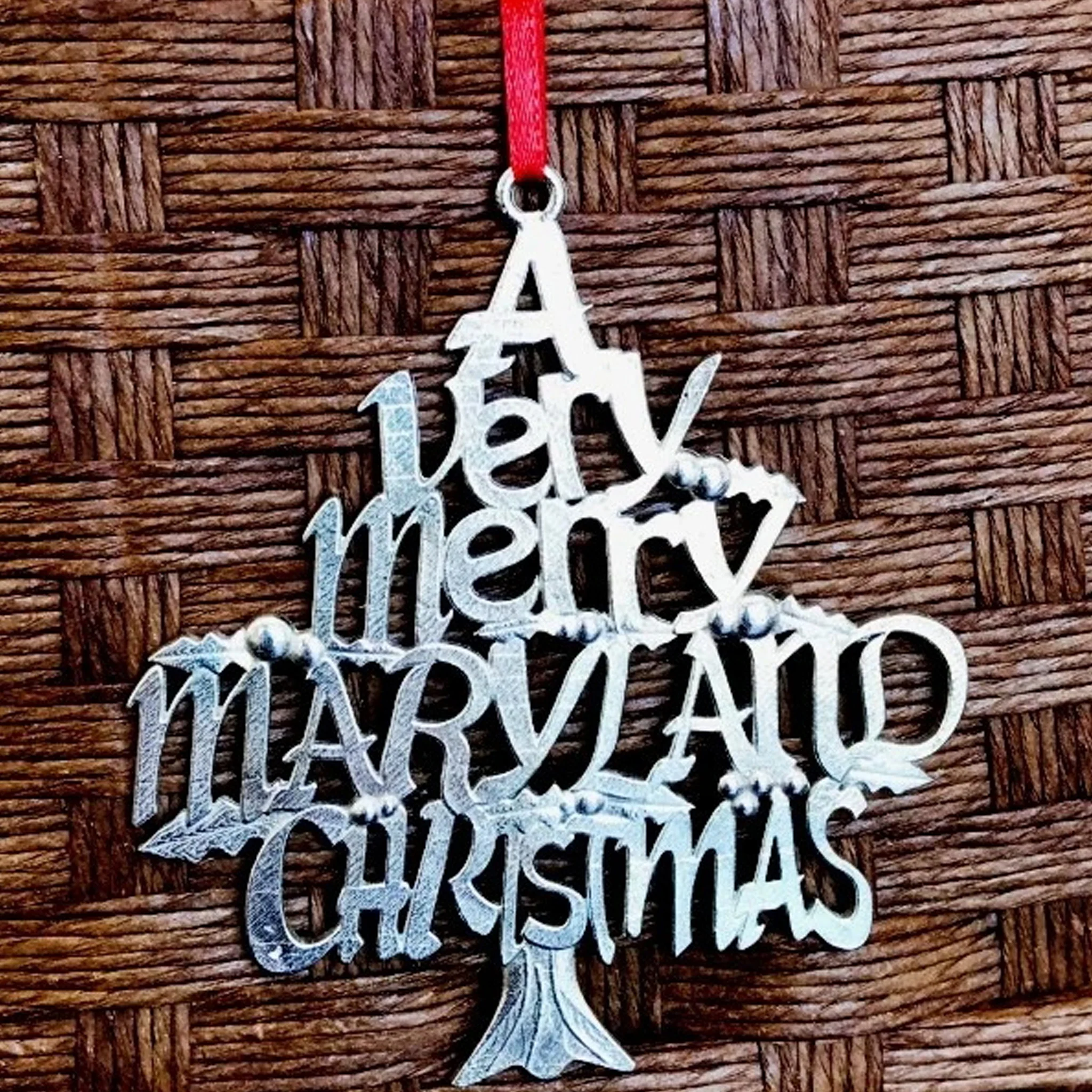 A Very Merry Maryland Christmas Pewter Ornament - Image 2