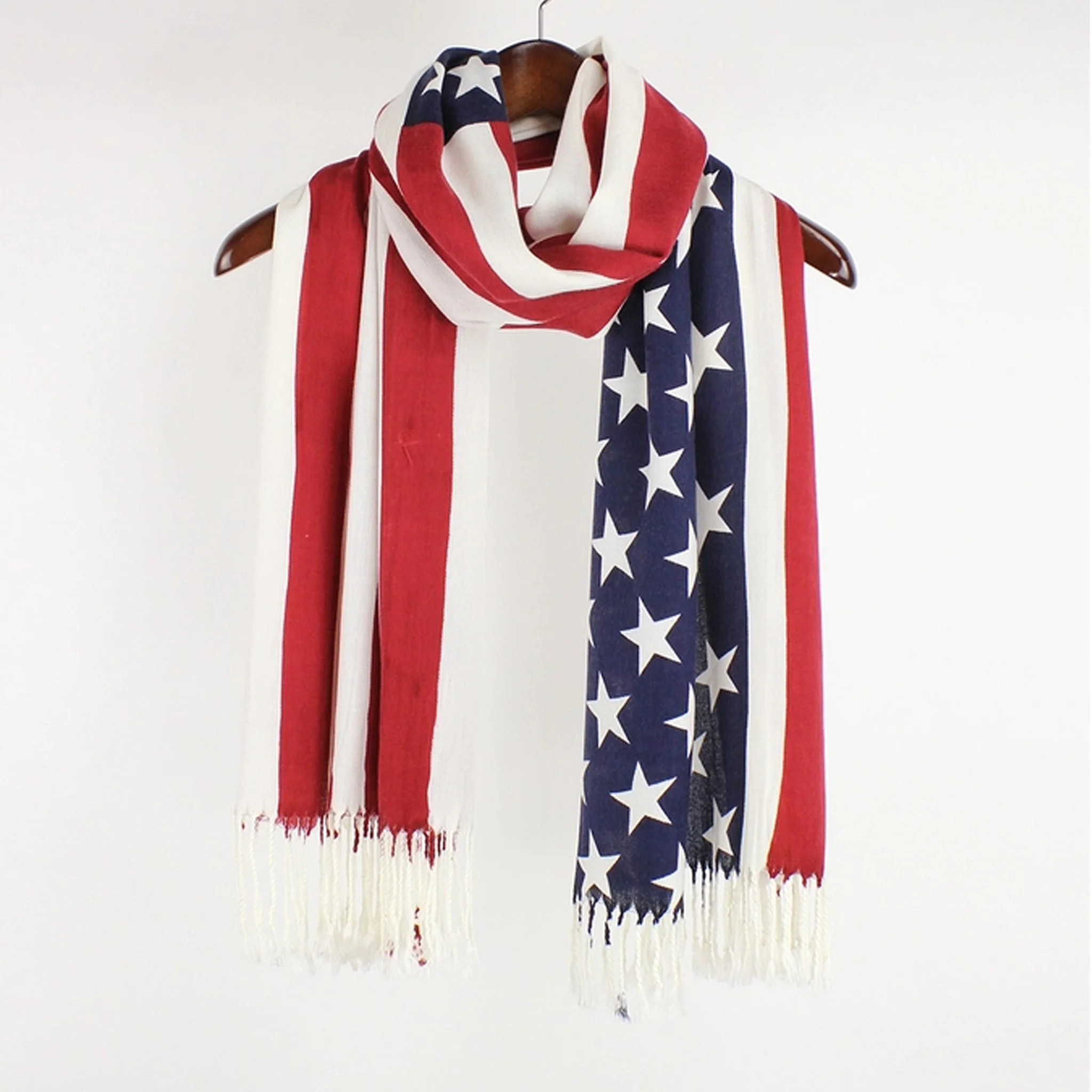 American Flag Pashmina Scarf With Fringe - Image 3