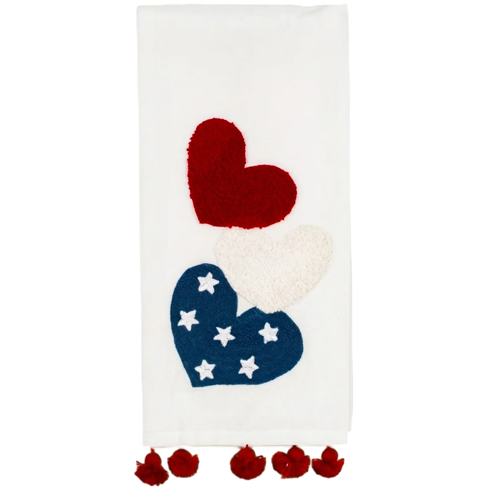 American Love Hearts Pom Pom Hand Towel