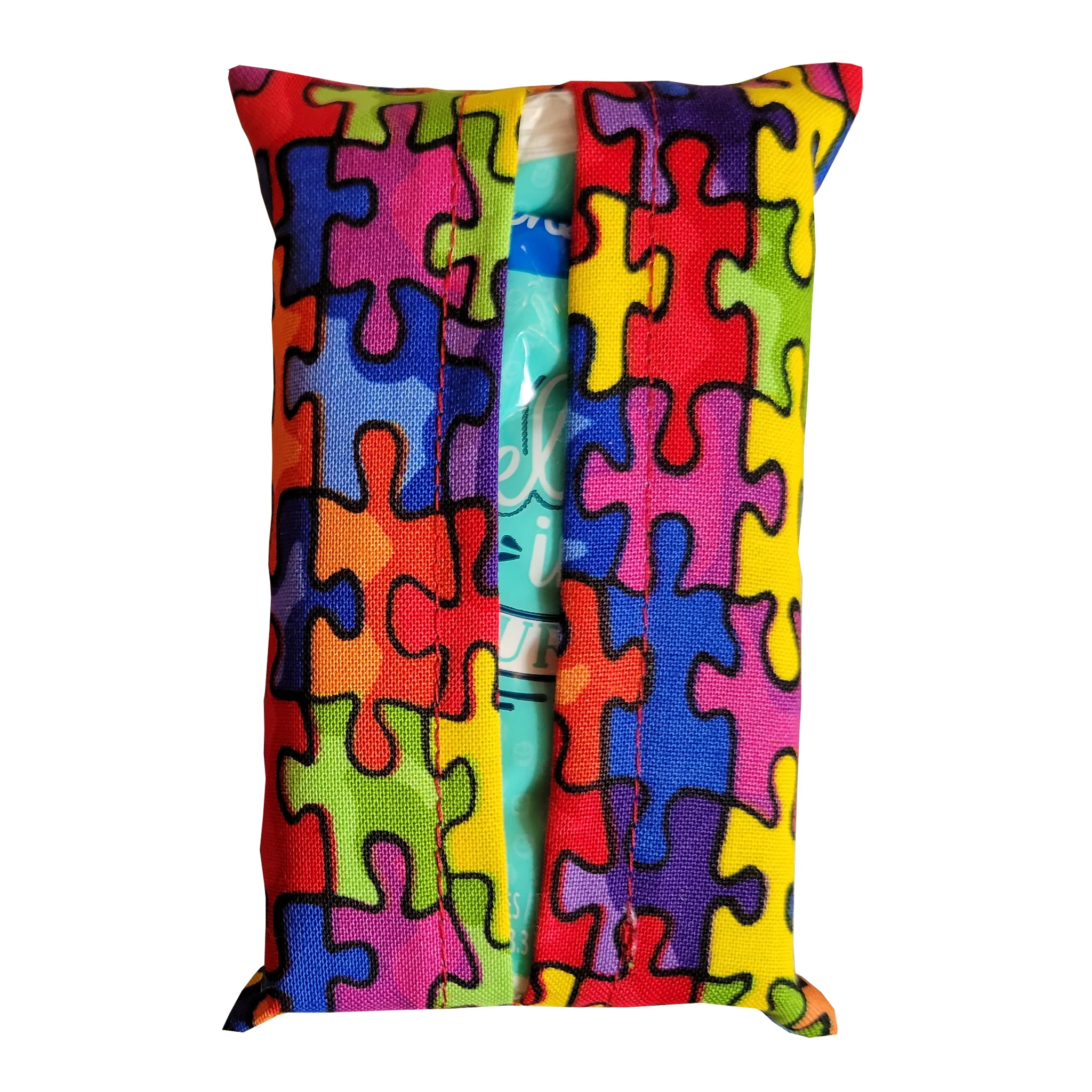 Autism Puzzle Fabric Pocket Tissue Pack Holder