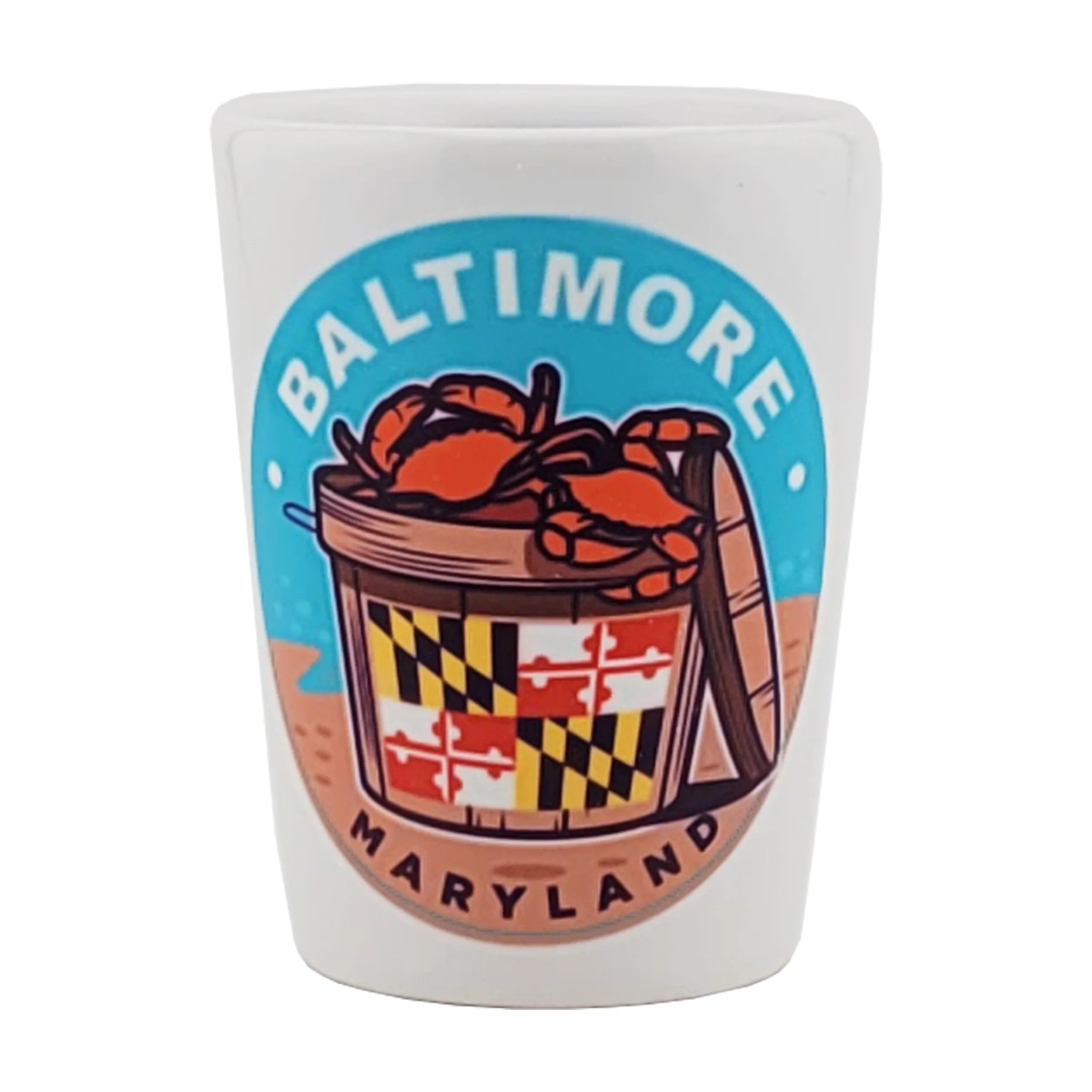 Baltimore Crab Bushel Ceramic Shot Glass