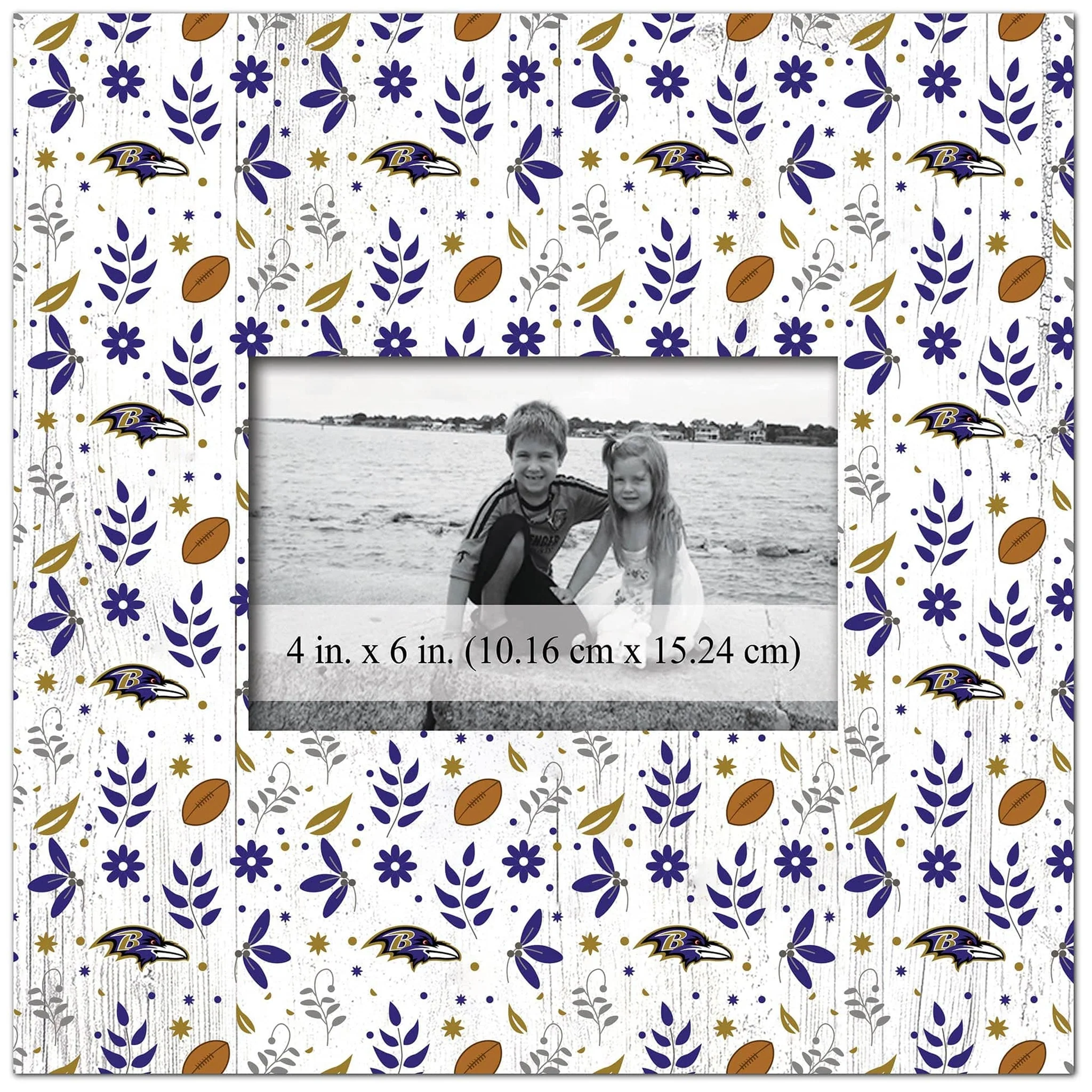 Baltimore Ravens Floral Pattern Picture Frame 10" x 10"