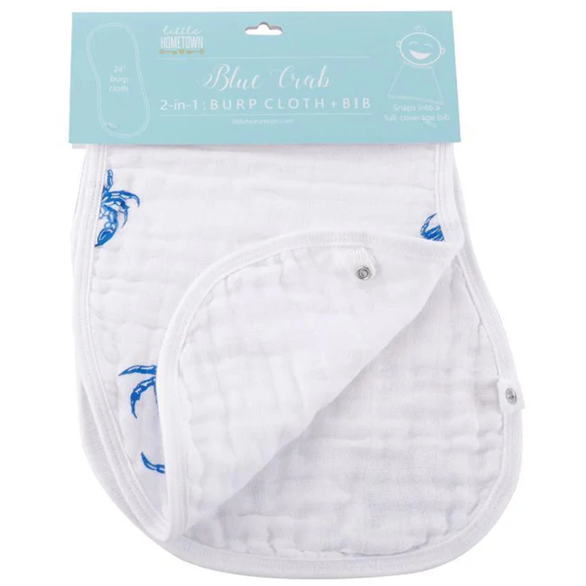 Blue Crab Baby 2-in-1 Burp Cloth and Bib - Image 3