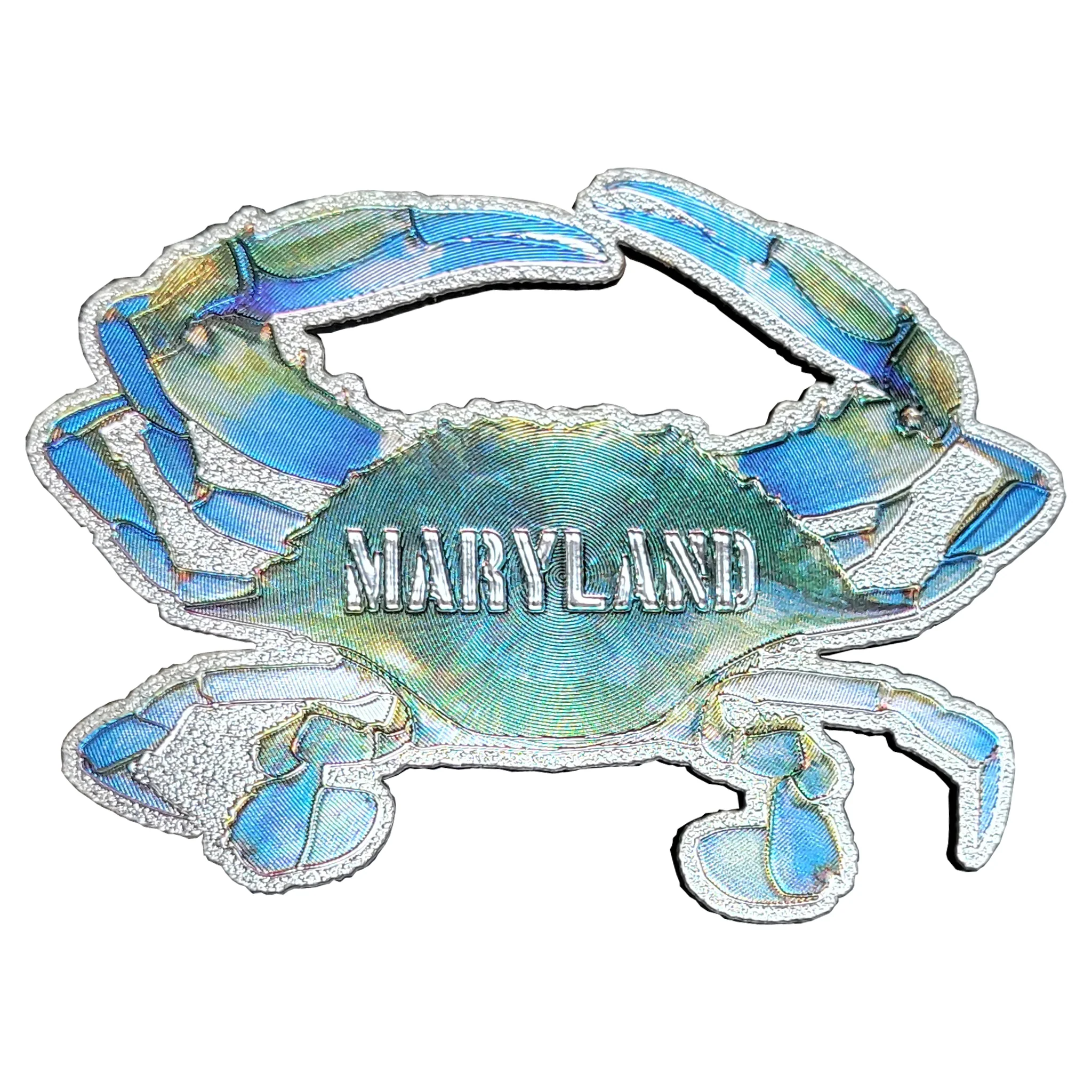 Blue Crab Maryland Foil Decowood Magnet