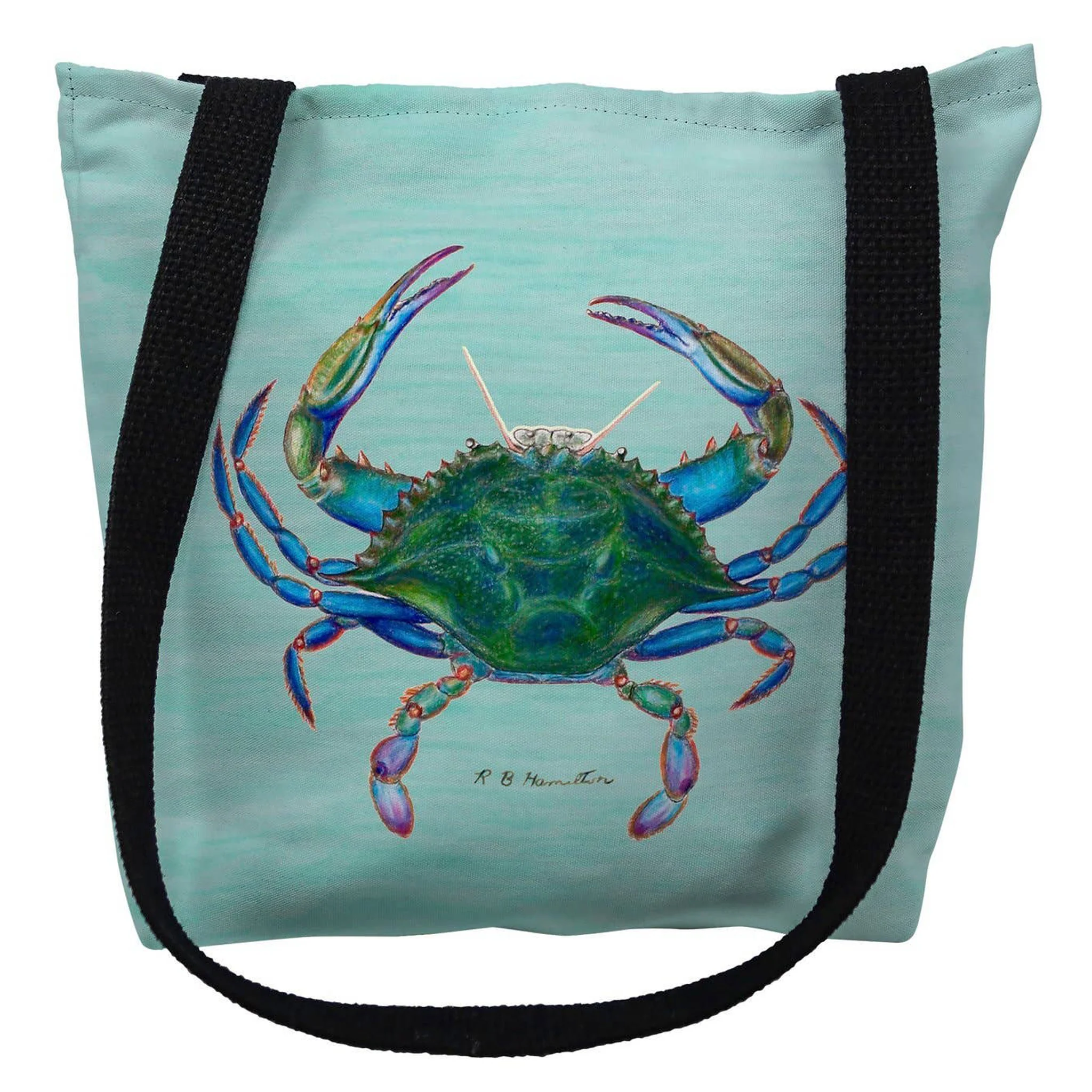 Blue Crab On Aqua Totebag