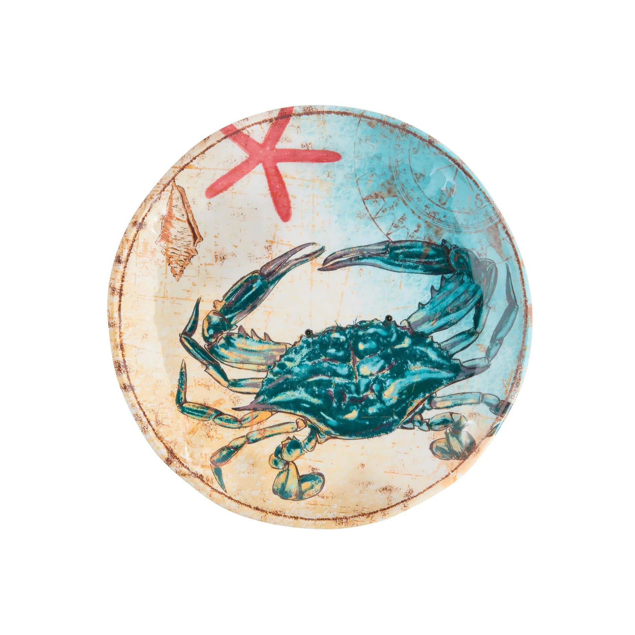 Blue Crab Sealife Melamine Plates - Dinner & Dessert Sizes - Image 3