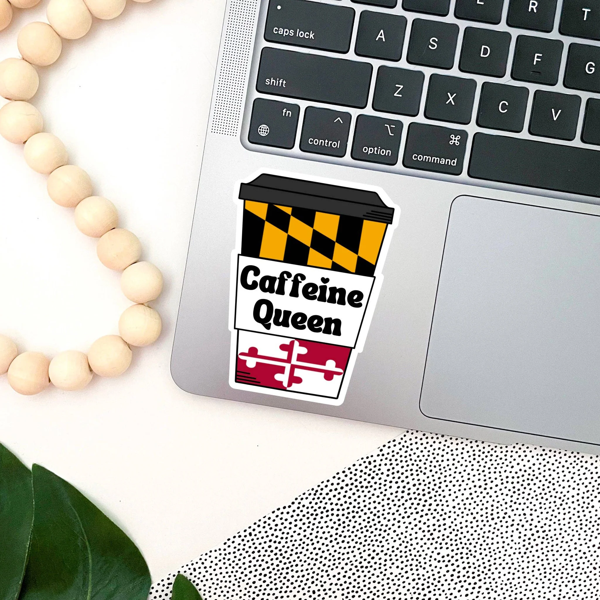 Caffeine Queen Maryland Flag Cup Vinyl Sticker - Image 2
