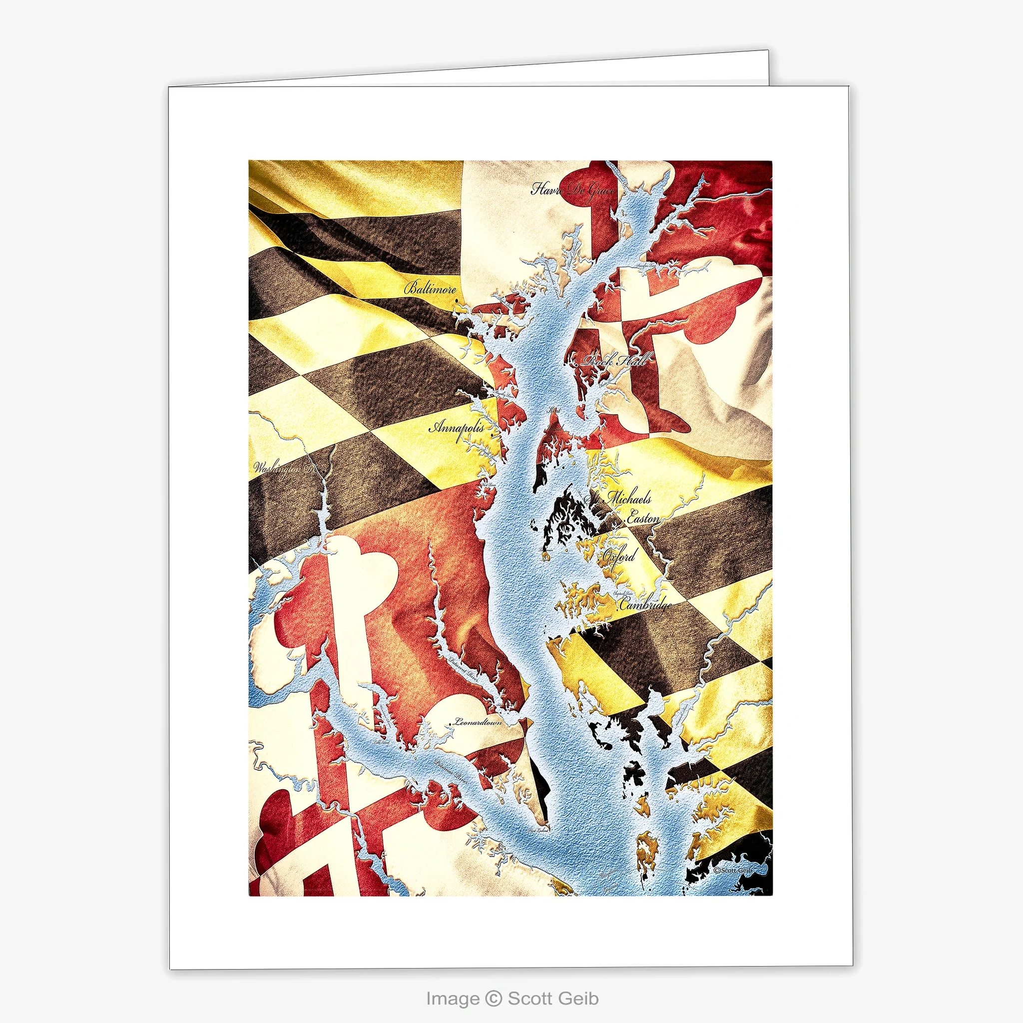 Chesapeake Bay Map & Maryland Flag Note Card - Image 2
