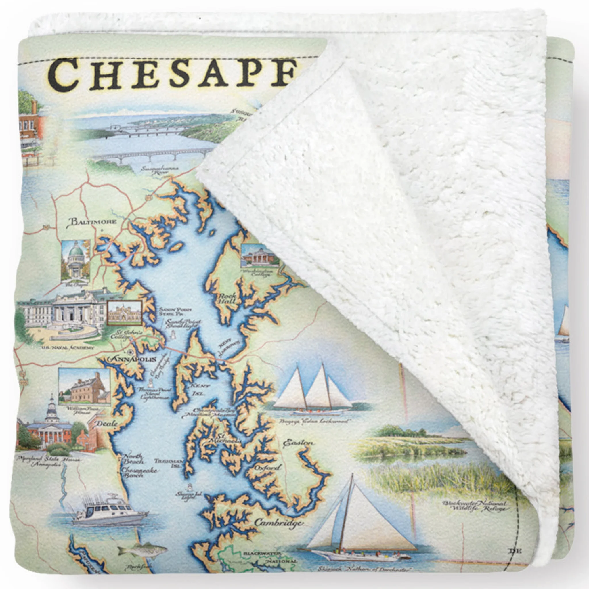 Chesapeake Bay Map Fleece Blanket