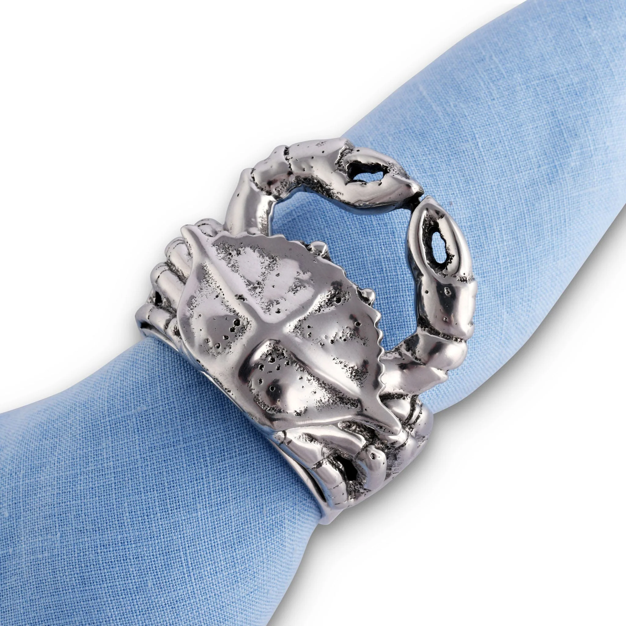 Crab Napkin Rings Set of 4 Sand-Cast Aluminum - Image 2