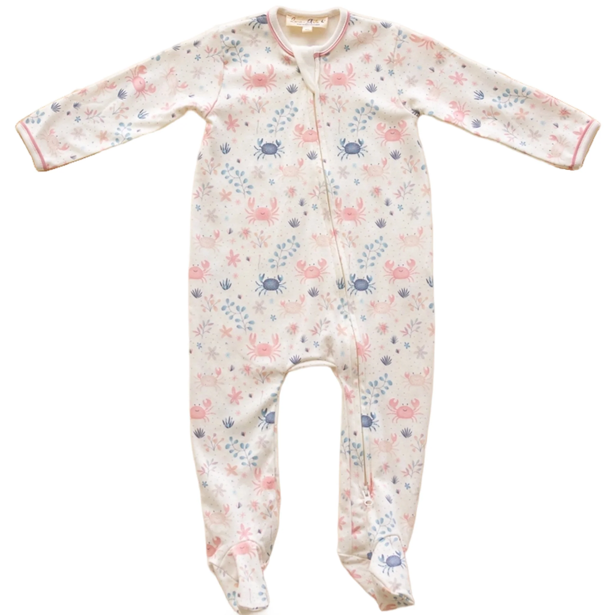 Crabby Cove Zip Footie Dusty Rose