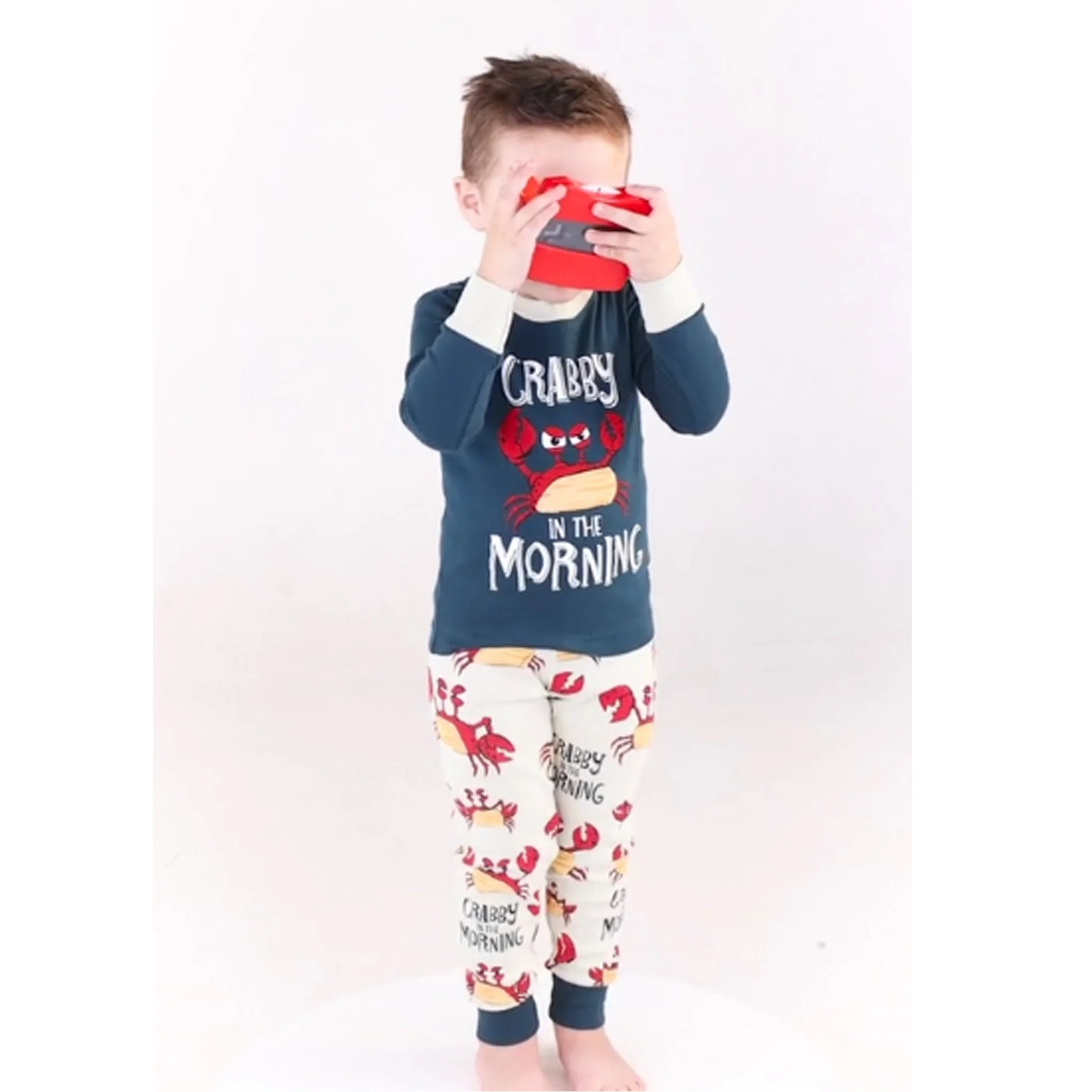 Crabby In The Morning 2 Piece Toddler Pajama Set - Image 4