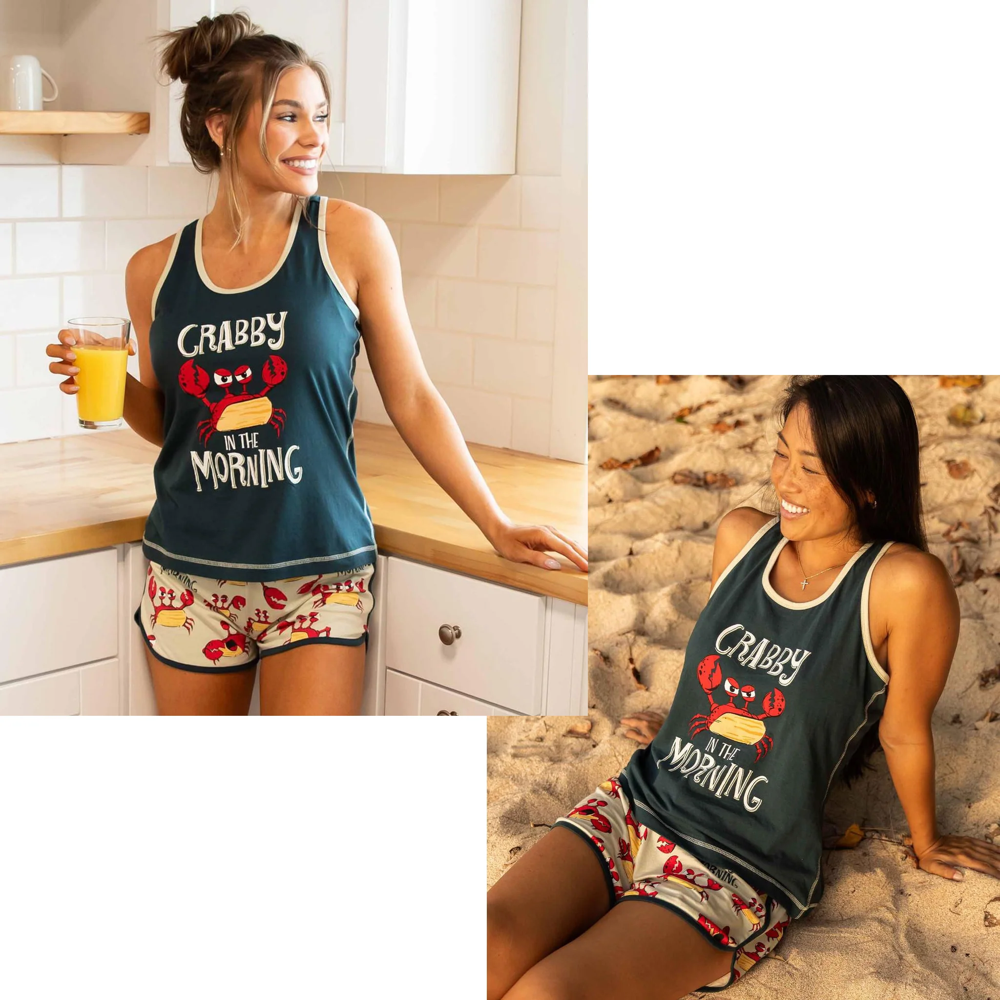 Crabby In The Morning Women's Pajama Tank Top - Image 5