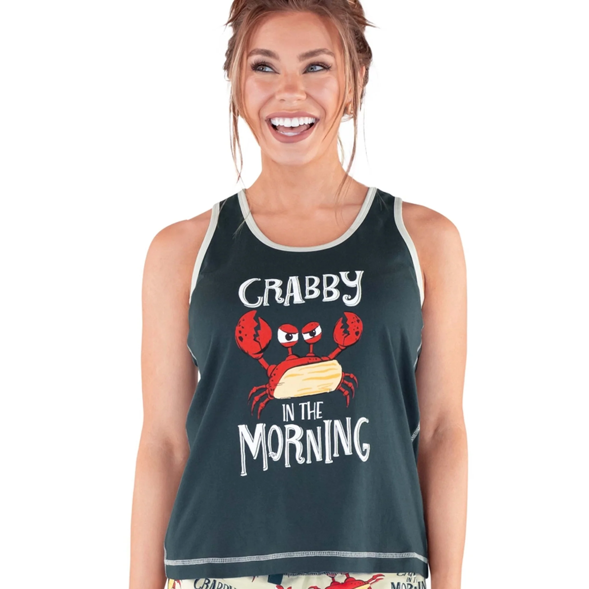 Crabby In The Morning Women's Pajama Tank Top - Image 4