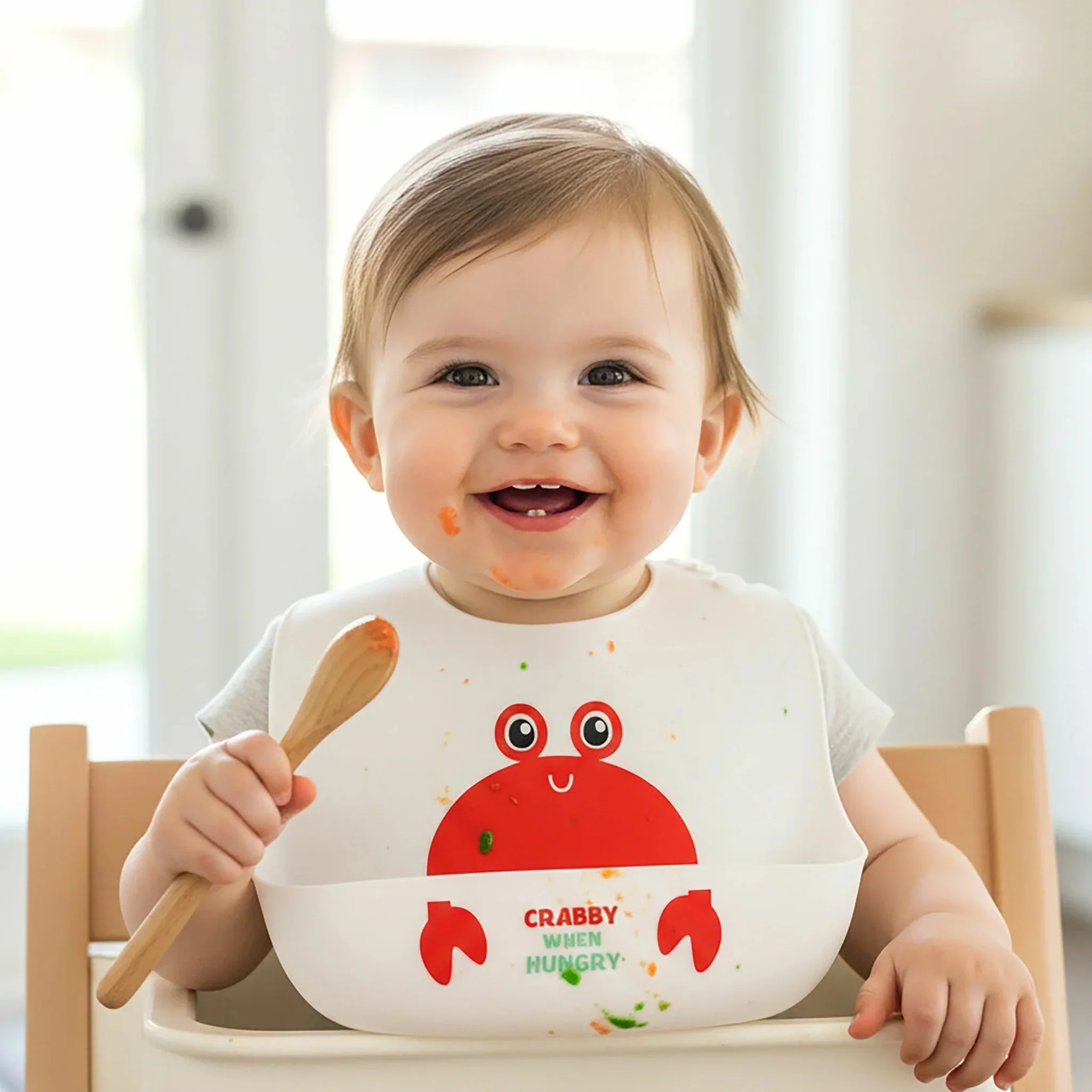 Crabby When Hungry Baby Silicone Catch All Bib - Image 2