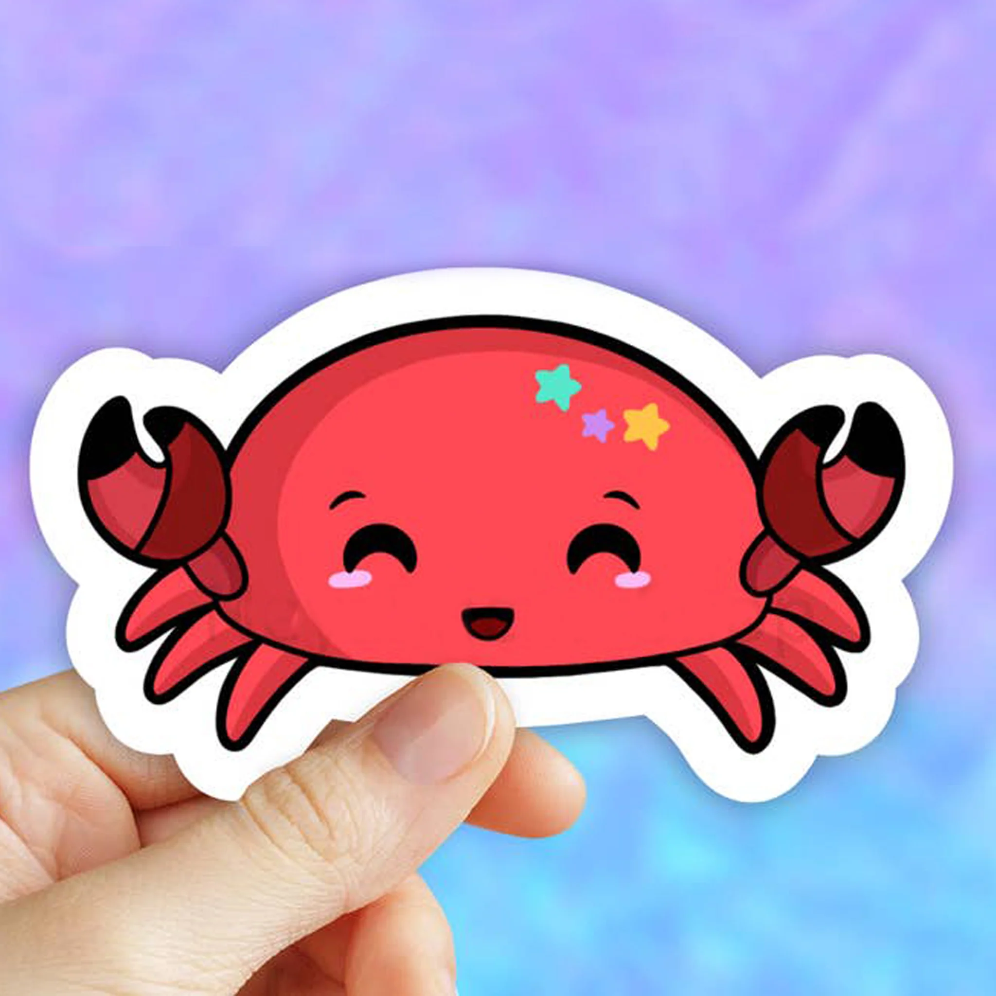 Cute Crab Kawaii Style Vinyl Sticker - Image 2