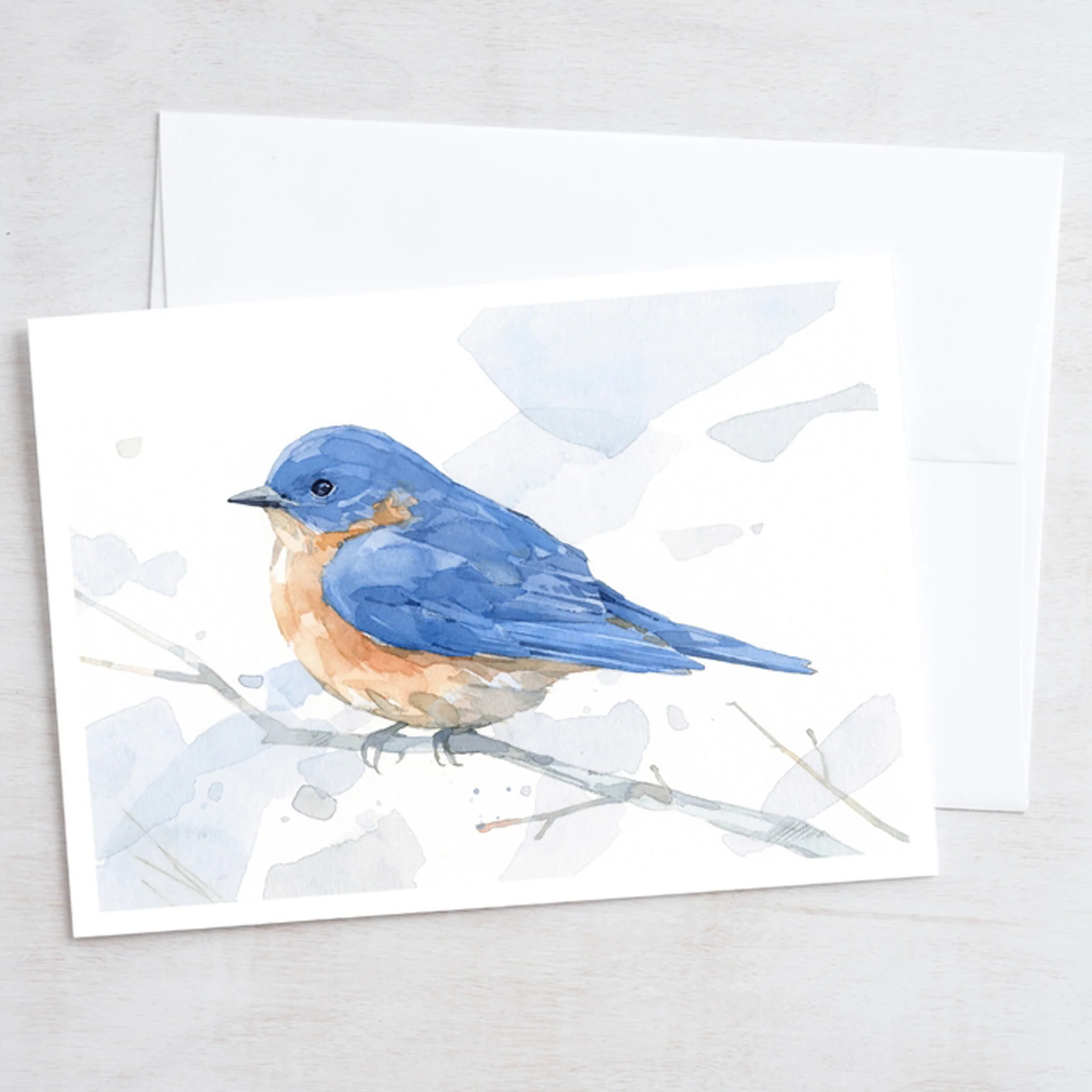 Eastern Bluebird Watercolor Art 5"x7" Notecard - Image 2