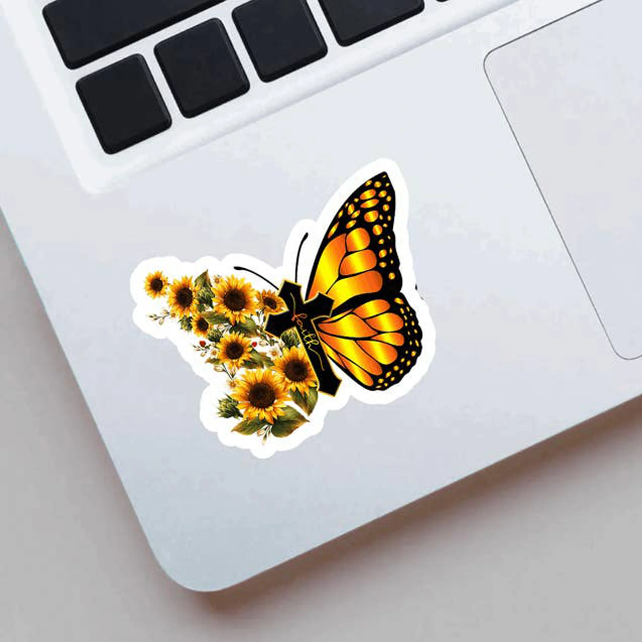 Faith Cross Butterfly Vinyl Sticker - Image 2
