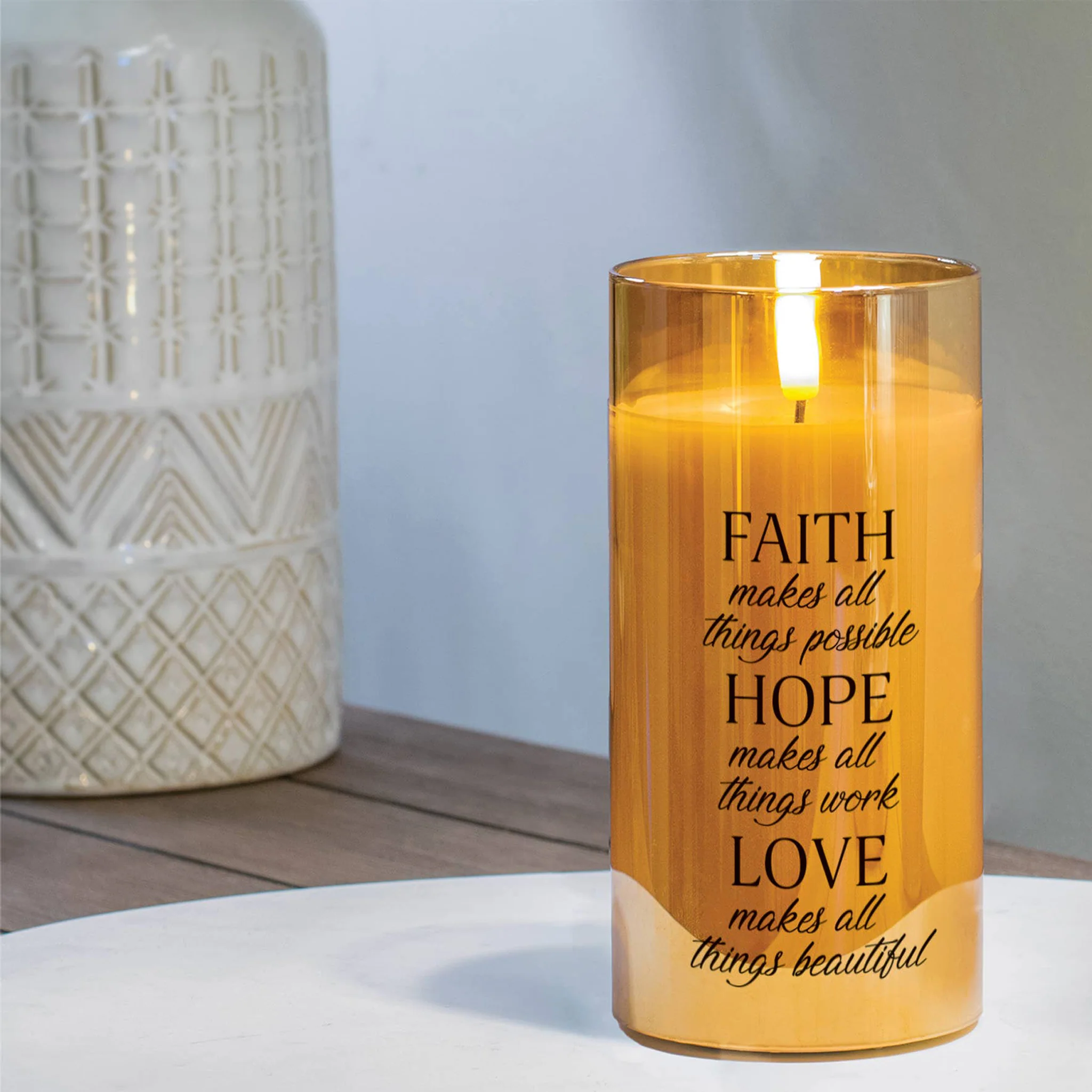 Faith Makes All Things Possible LED Candle 6" - Image 2