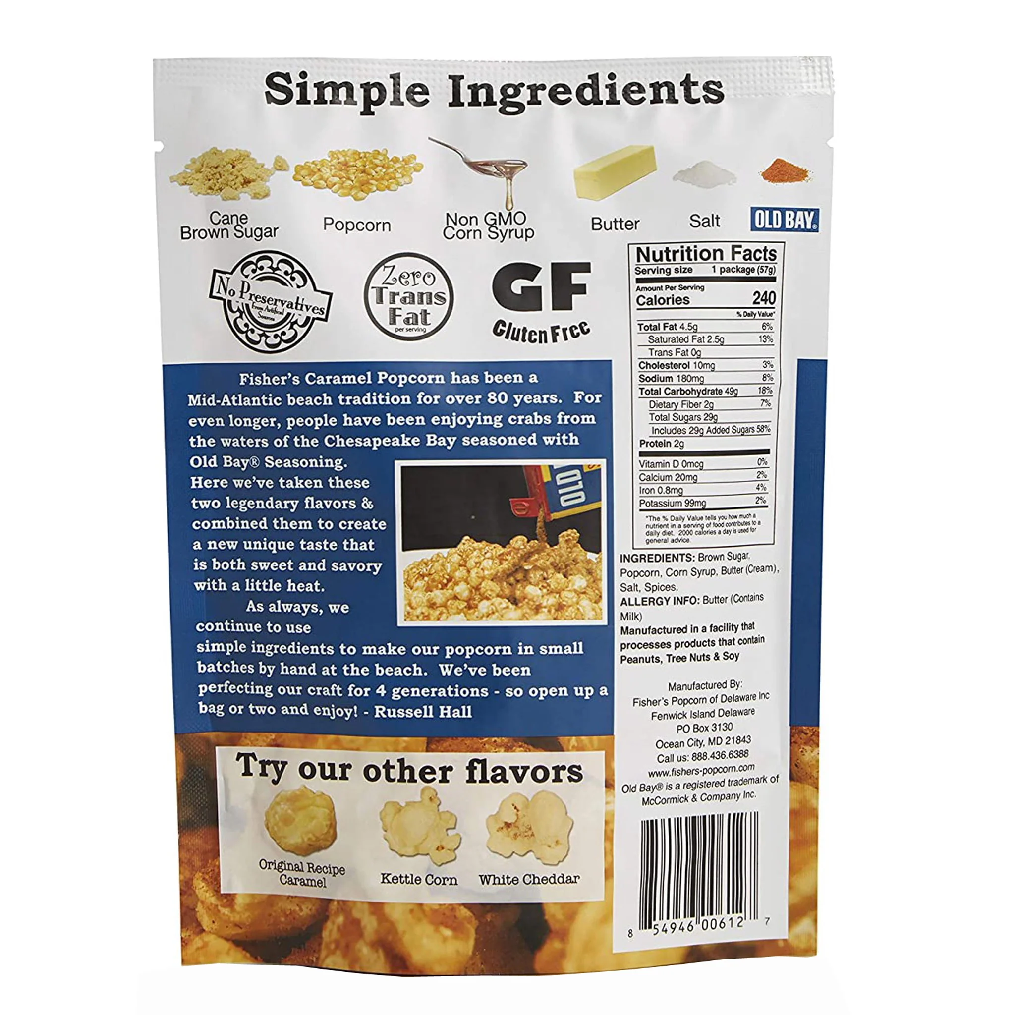 Fisher's Old Bay Seasoning Caramel Popcorn - 2oz Pouch - Image 2