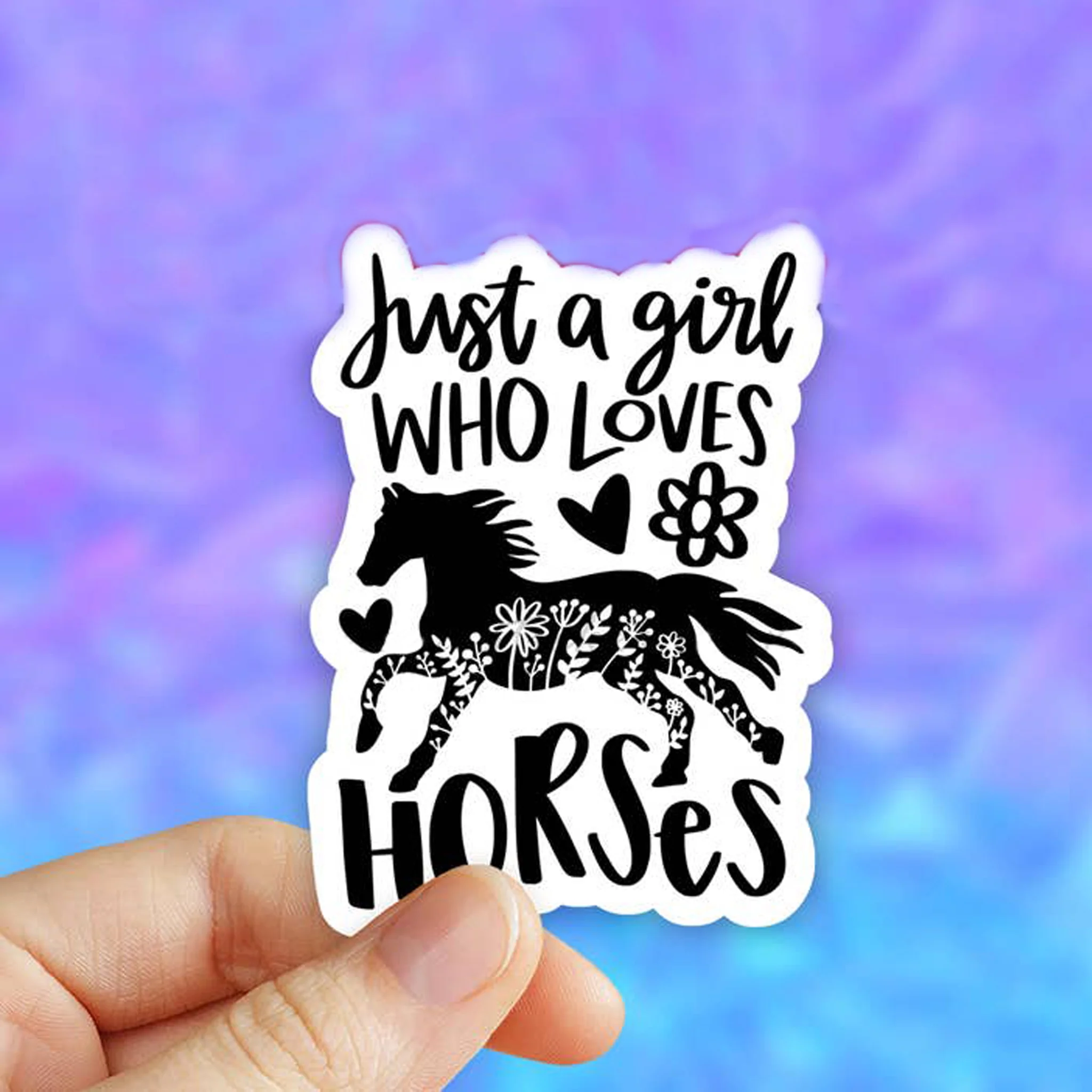 Girl Loves Horses Vinyl Sticker - Image 2