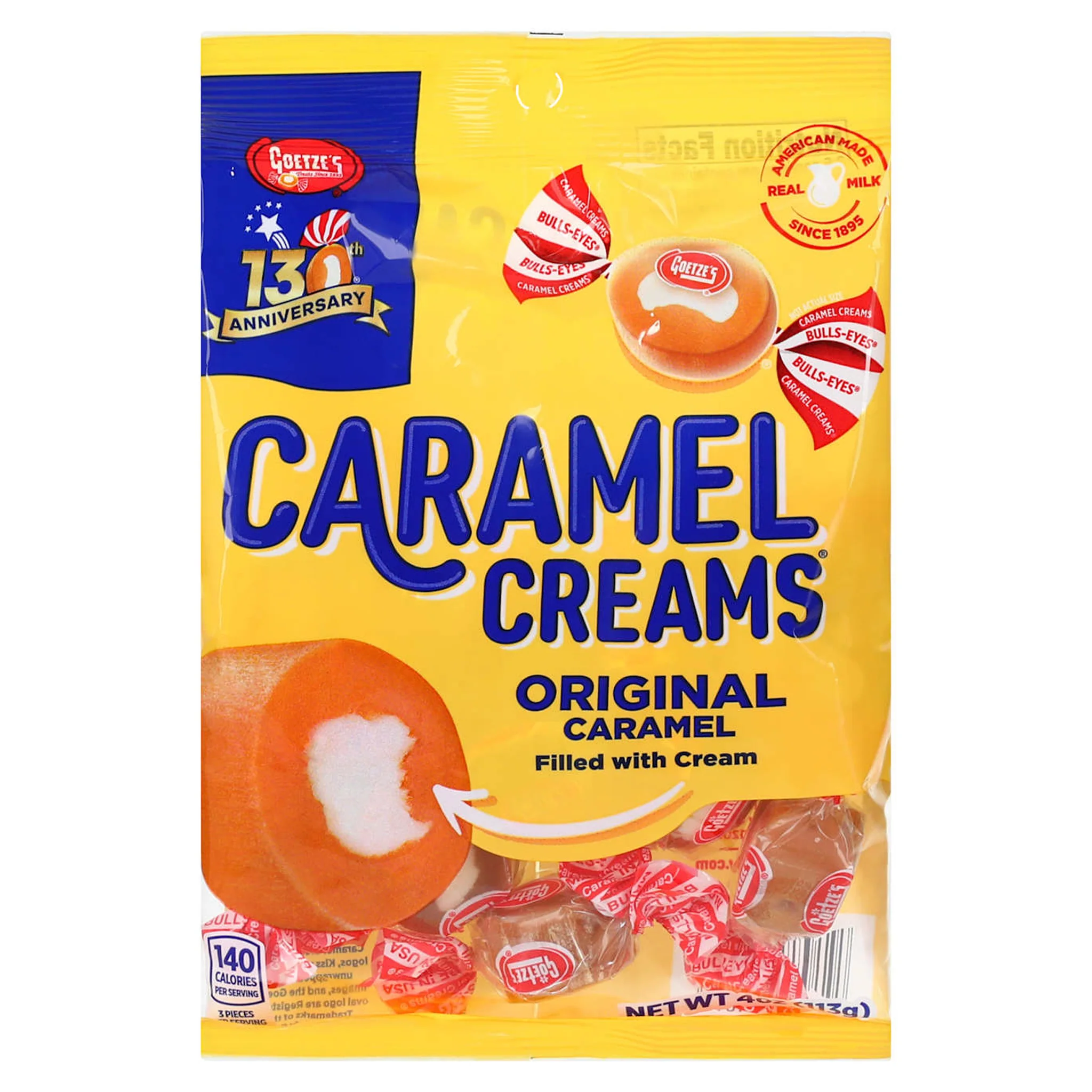 Goetze's Original Caramel Creams Candy Individually Wrapped 4 ounce Bag