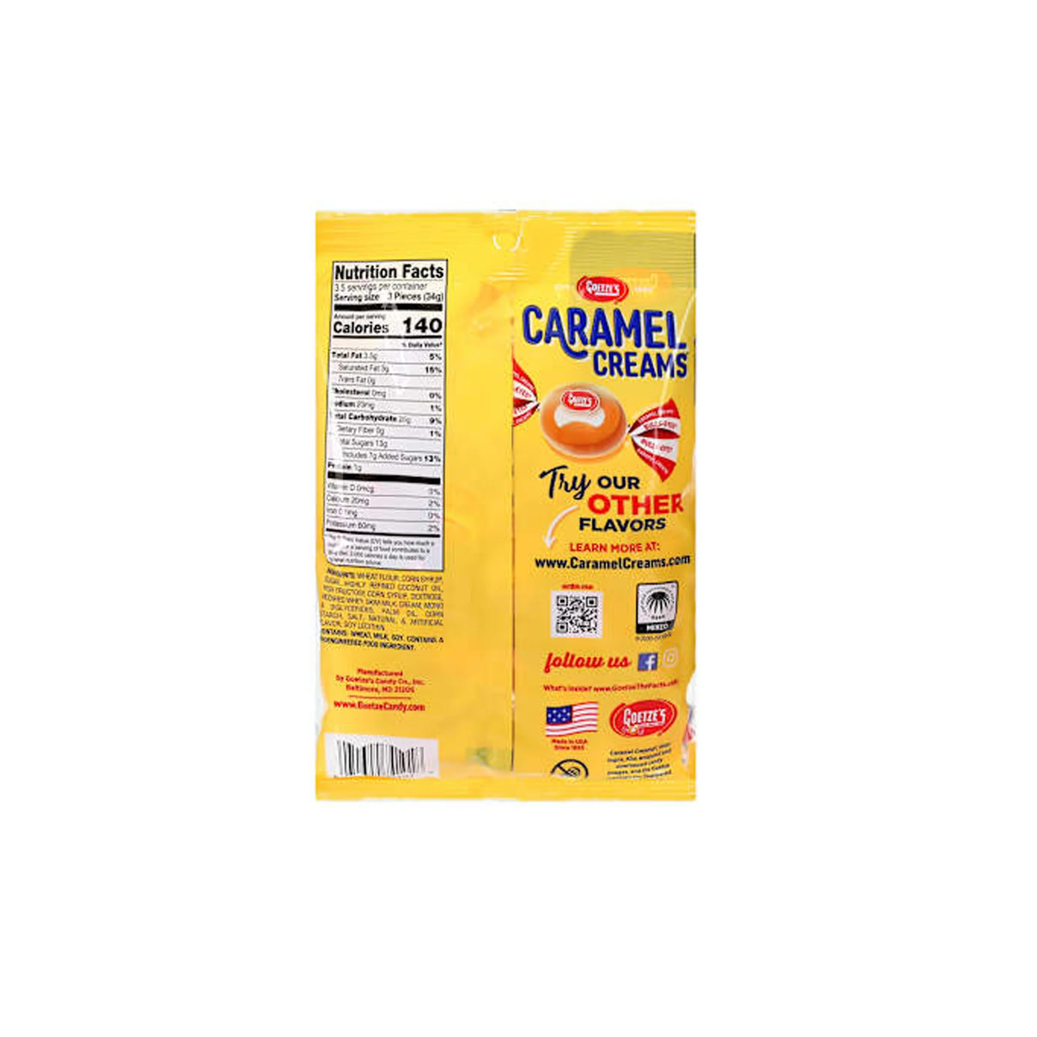 Goetze's Original Caramel Creams Candy Individually Wrapped 4 ounce Bag - Image 3