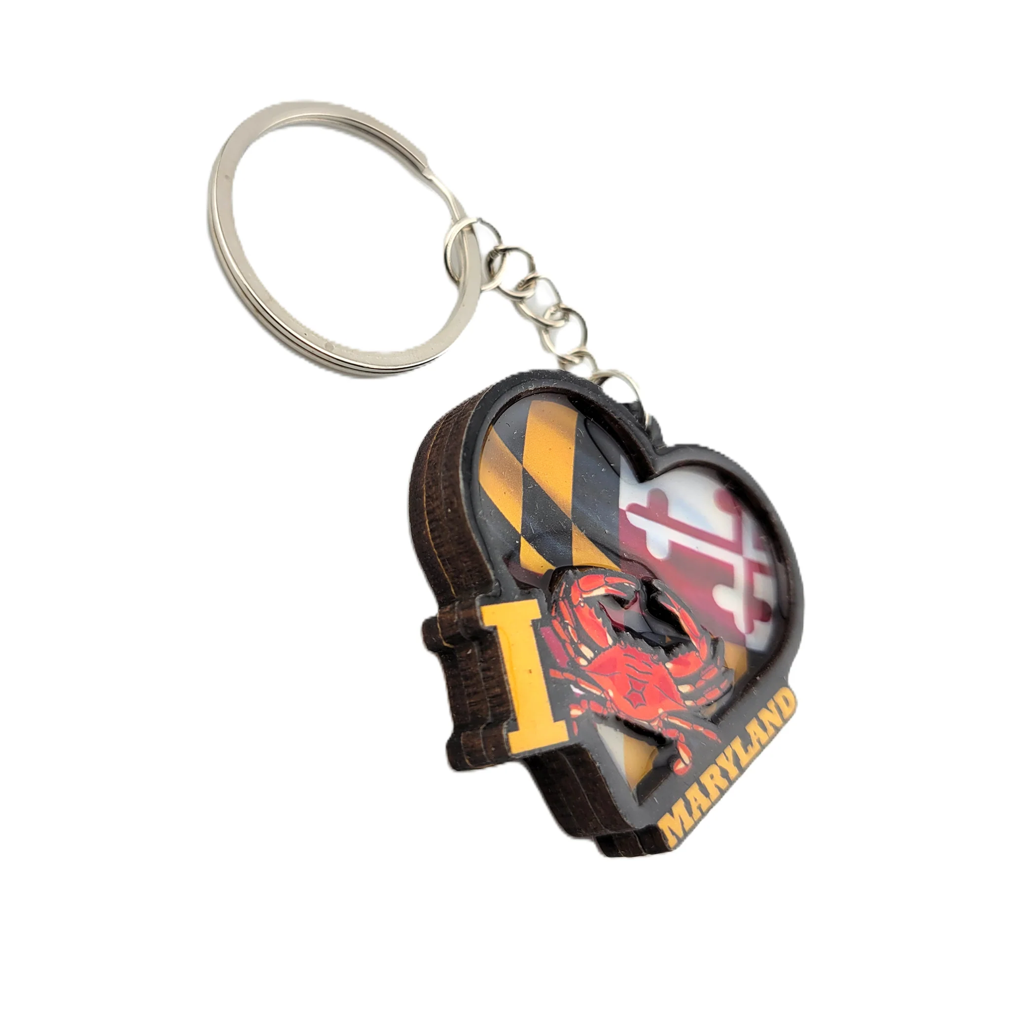 I Love Maryland Heart, Crab and Flag Key Ring - Image 2