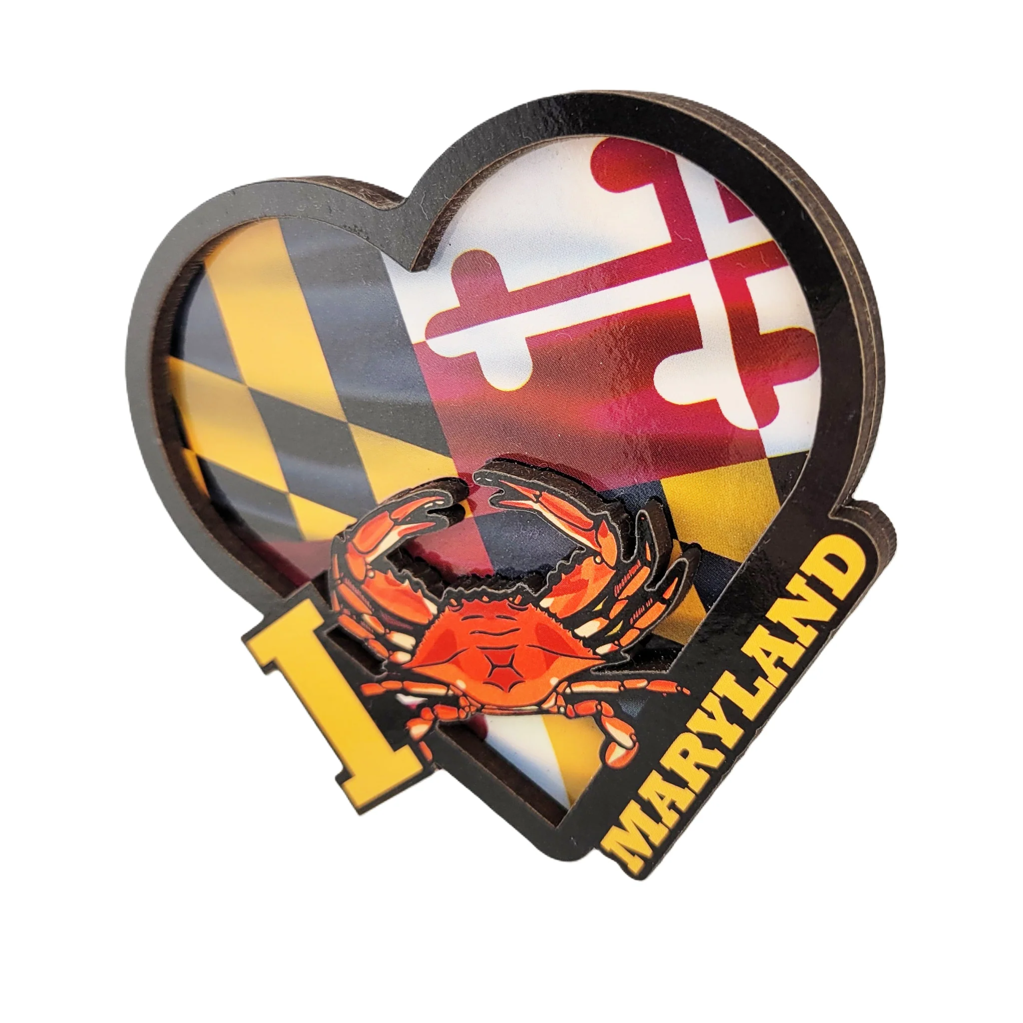 I Love Maryland Heart, Crab and Flag Magnet - Image 2