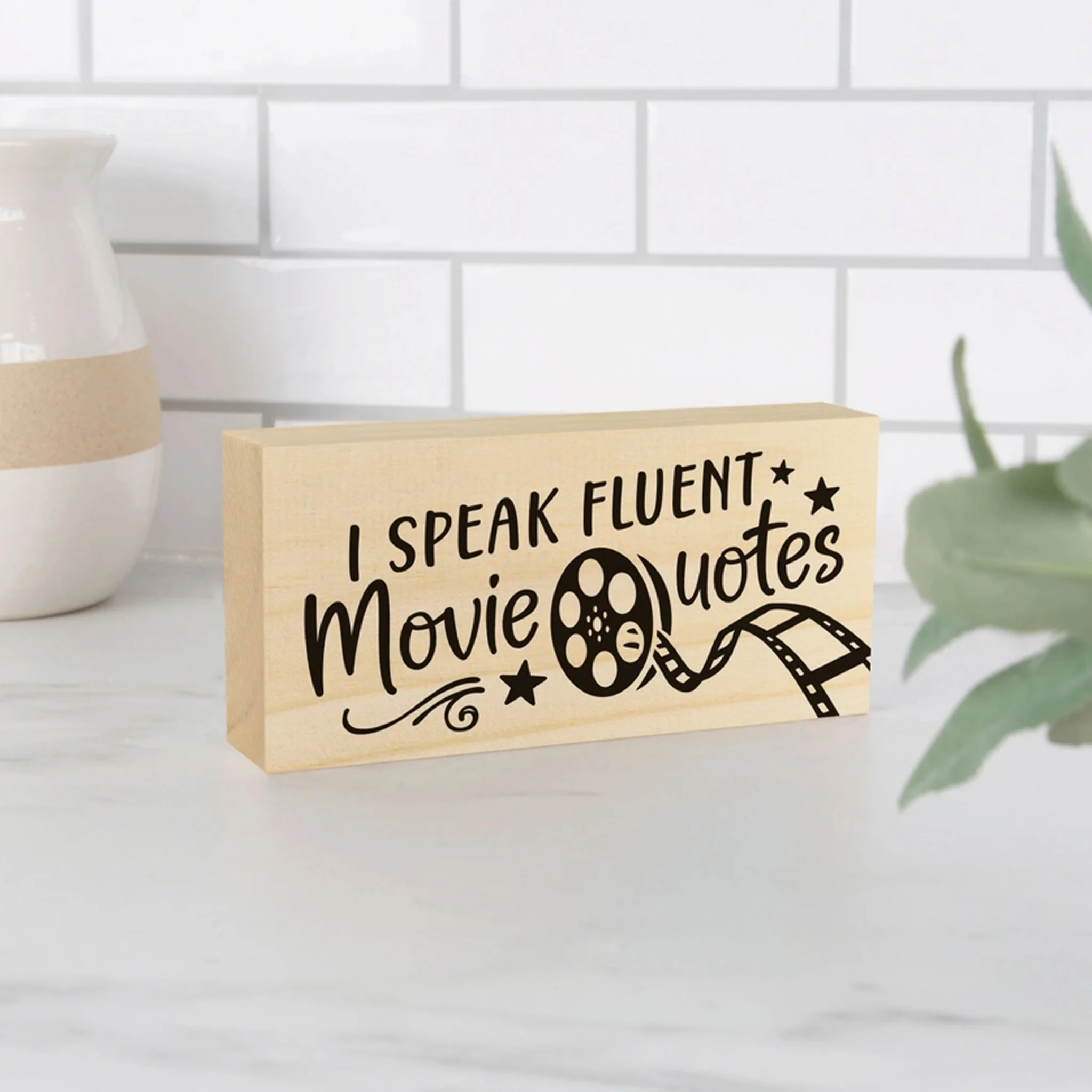 I Speak Fluent Movie Quotes Tabletop Wood Block - Image 2