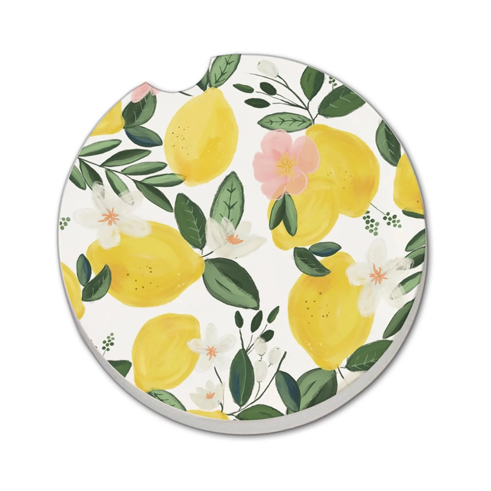 Lemons On The Vine Absorbent Stone Car Coaster