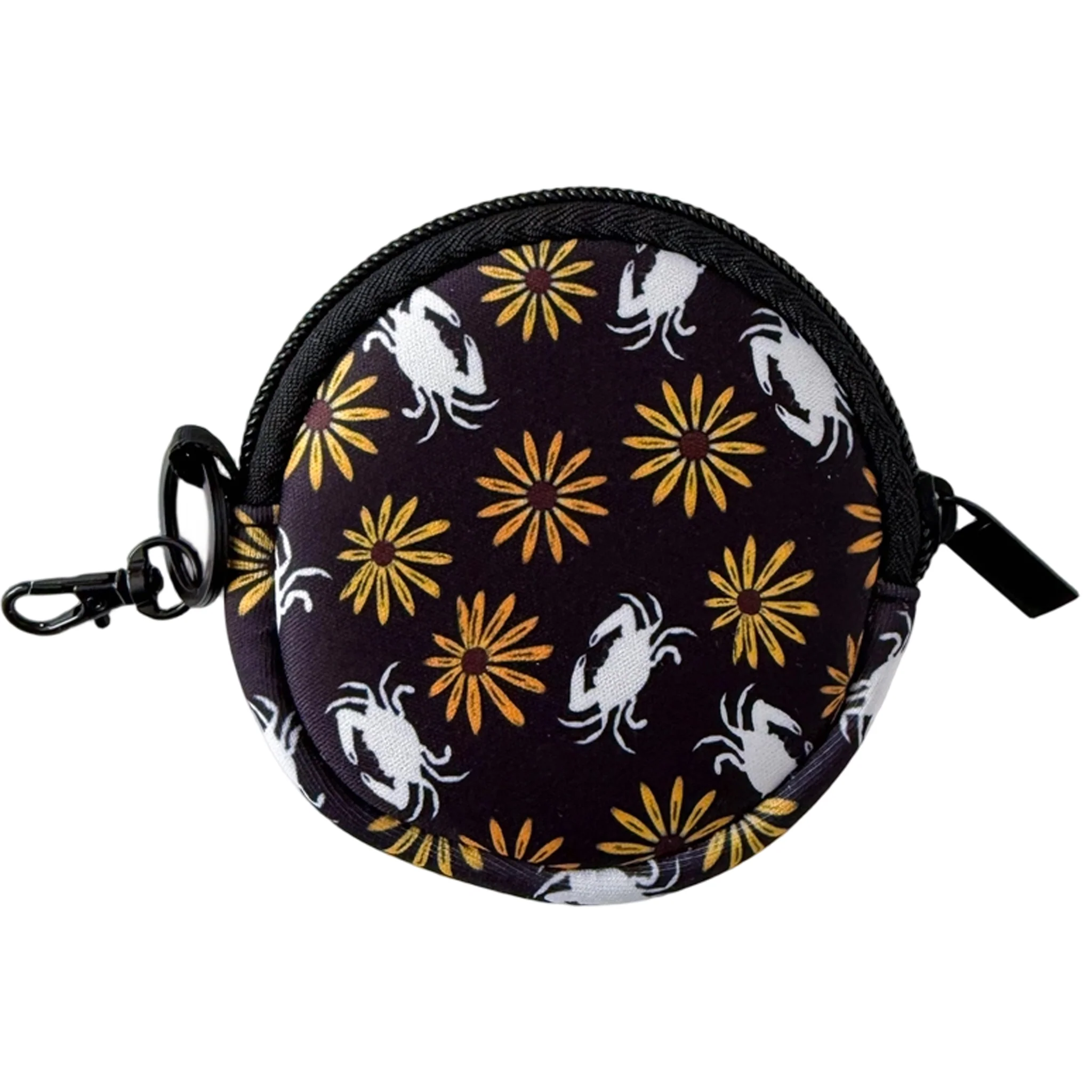 Maryland Black Eyed Susan Flower & Crab Black Coin Purse
