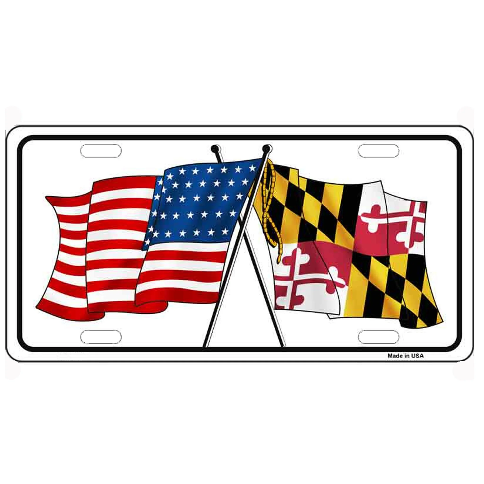 Maryland Crossed USA Flag License Plate