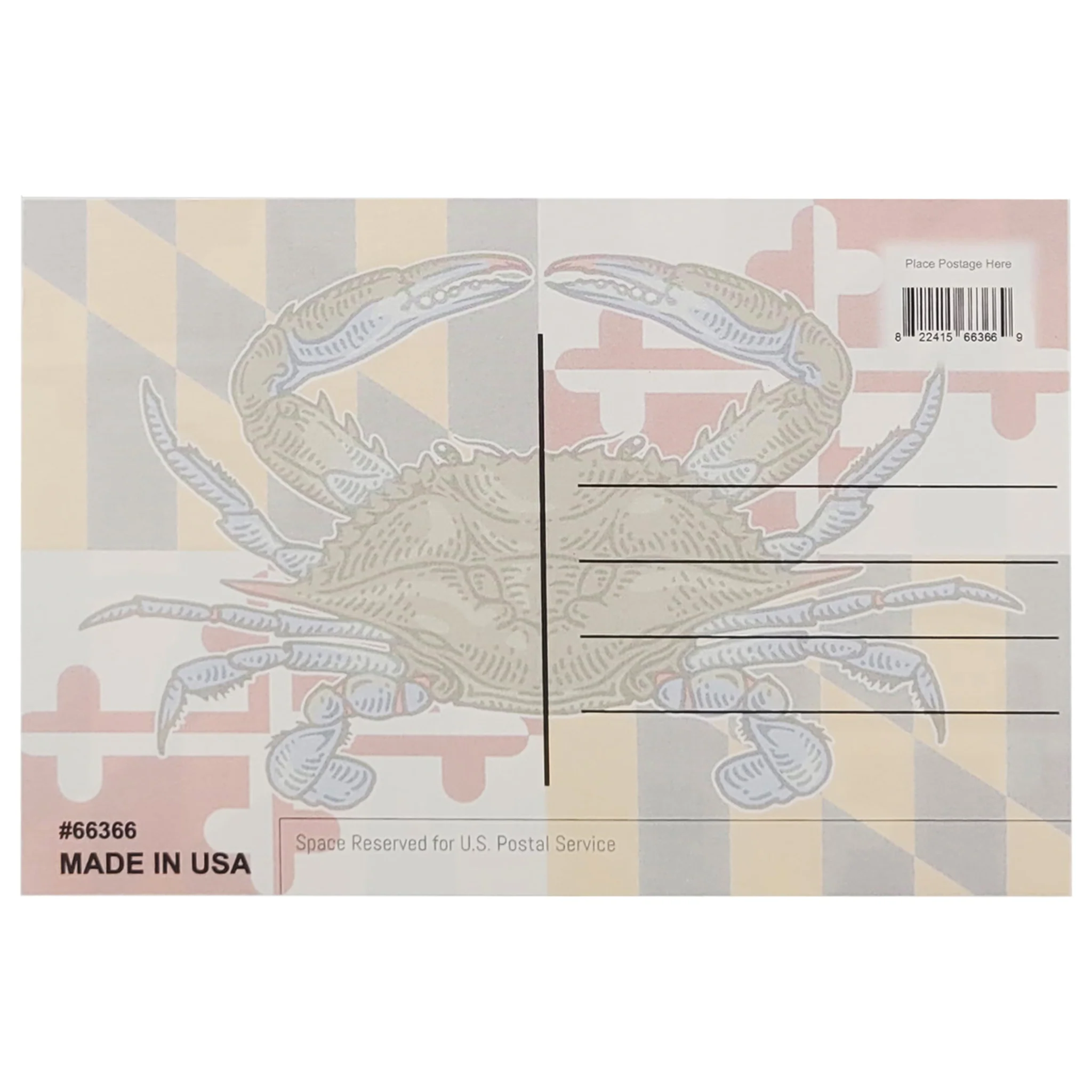 Postcard - Maryland Flag and Natural Blue Crab - Image 2