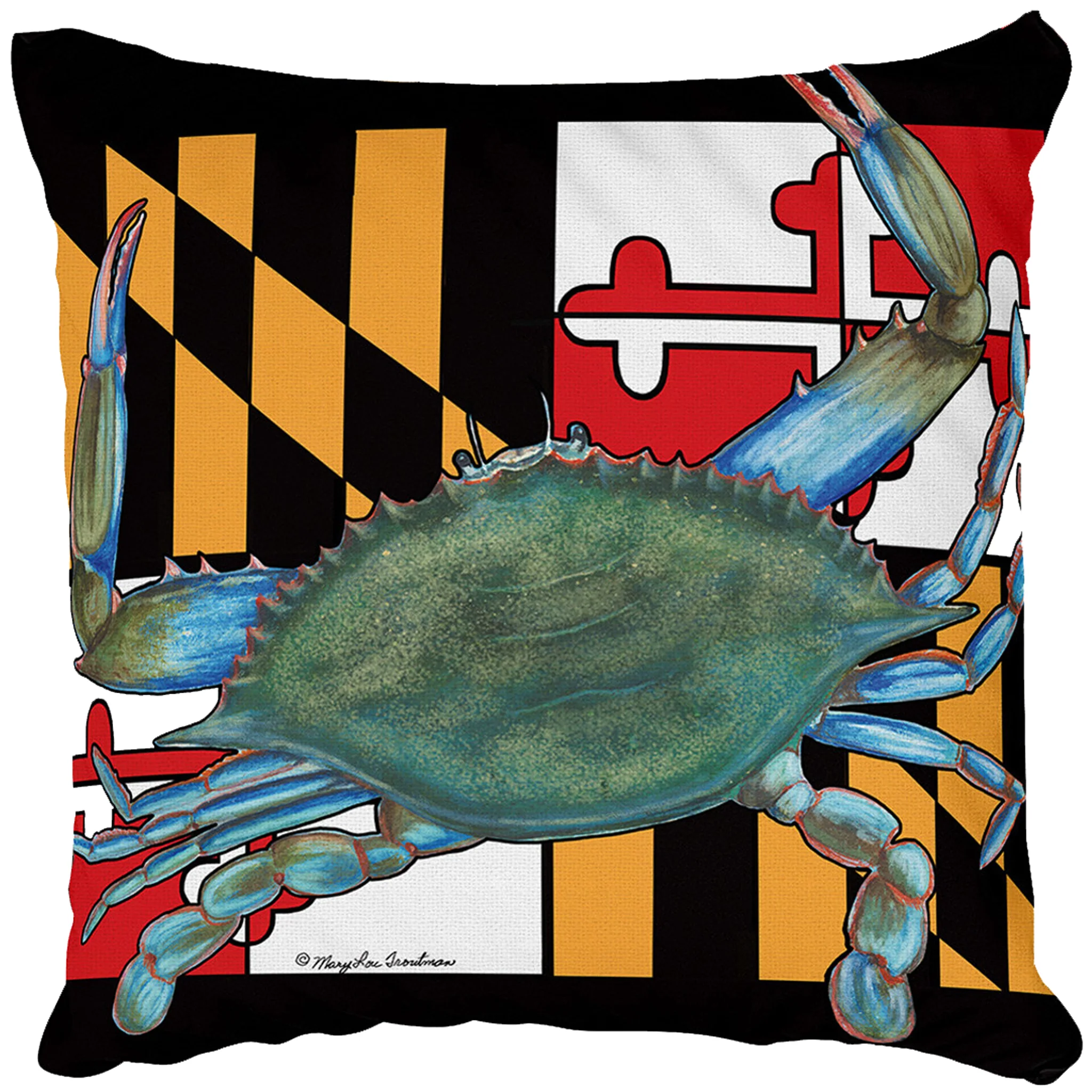 Maryland Flag with Natural Crab Pillow - Image 2
