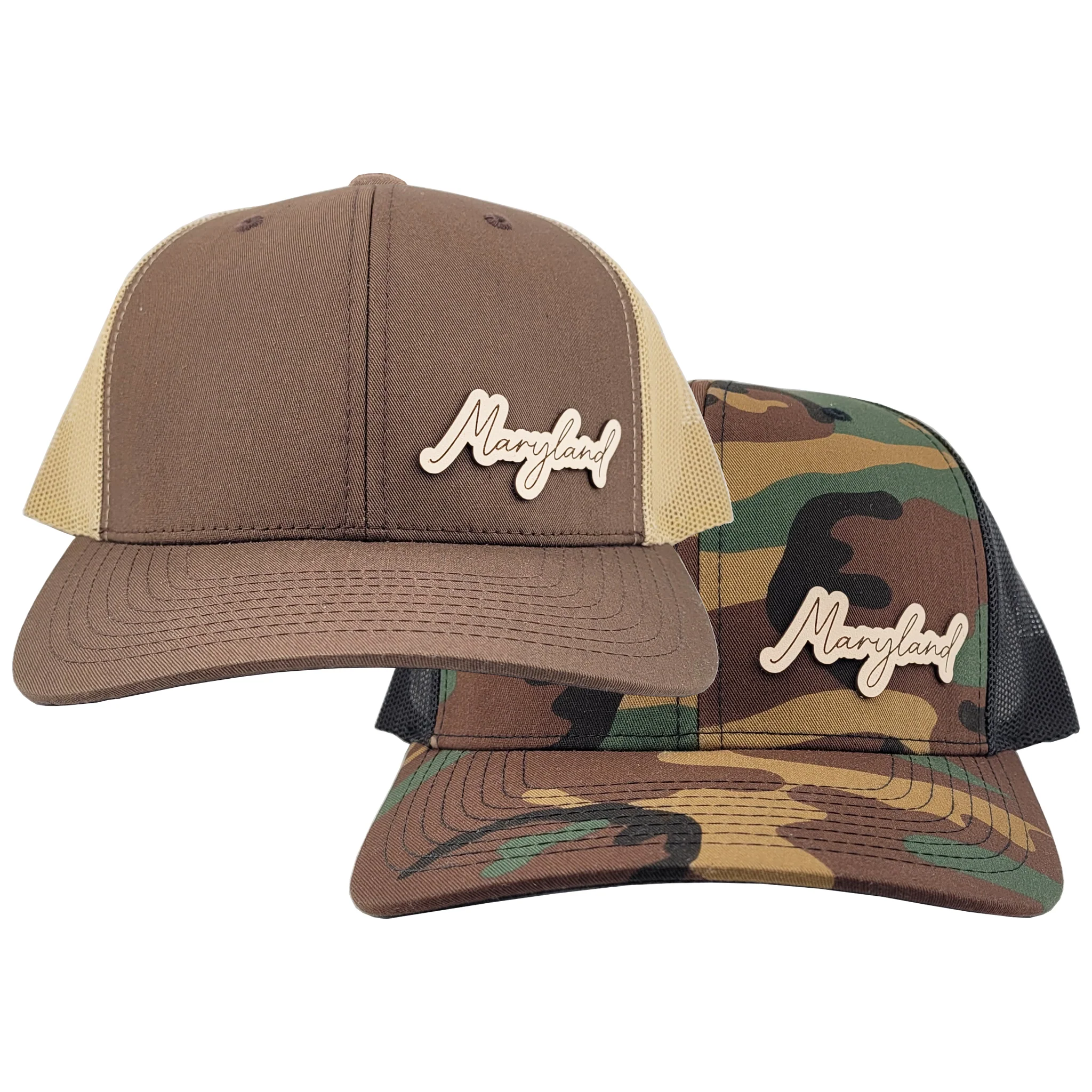 Maryland Script Leather Patch Snapback Hat - Assorted Colors - Image 5
