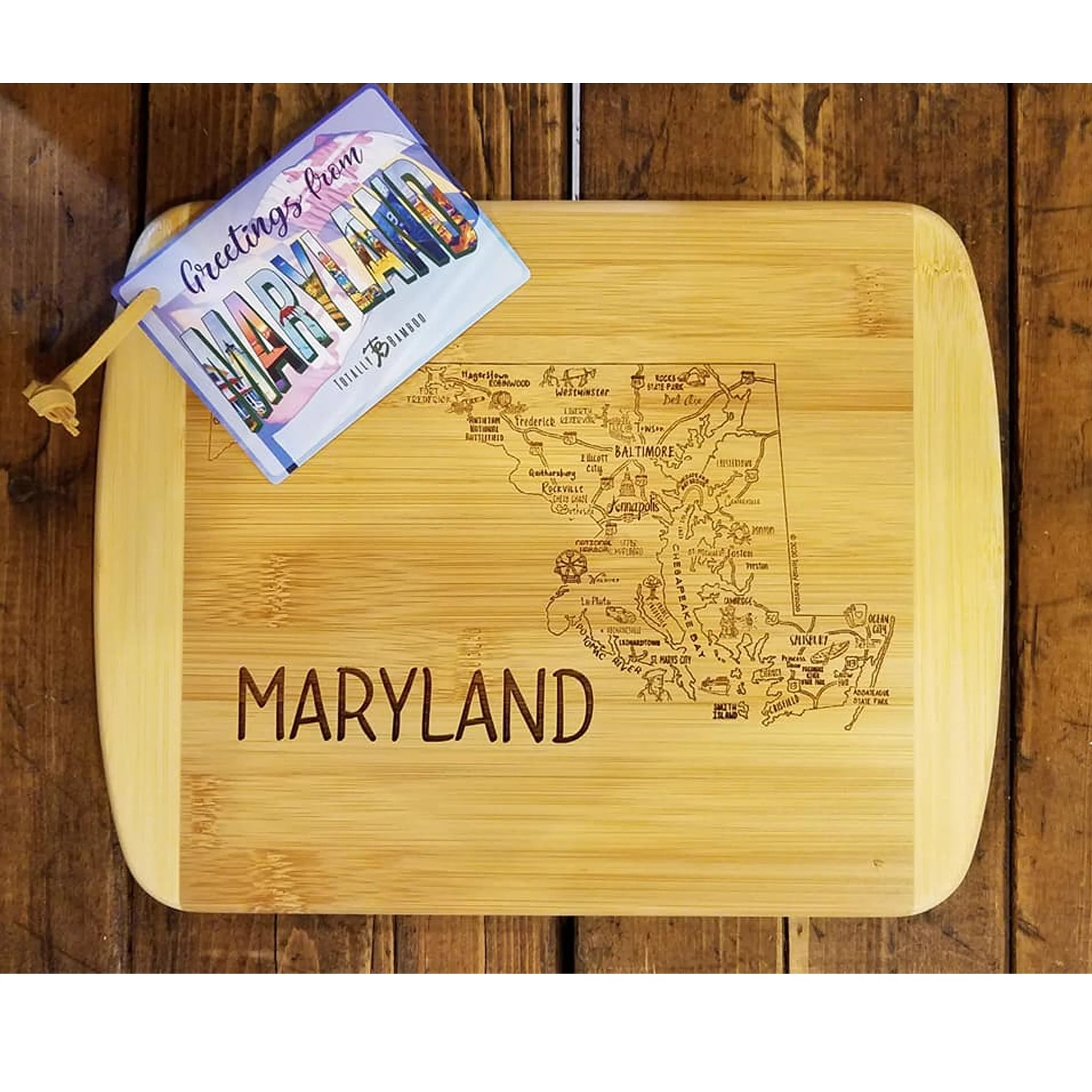 Maryland Map Bamboo Cutting Board - Image 3