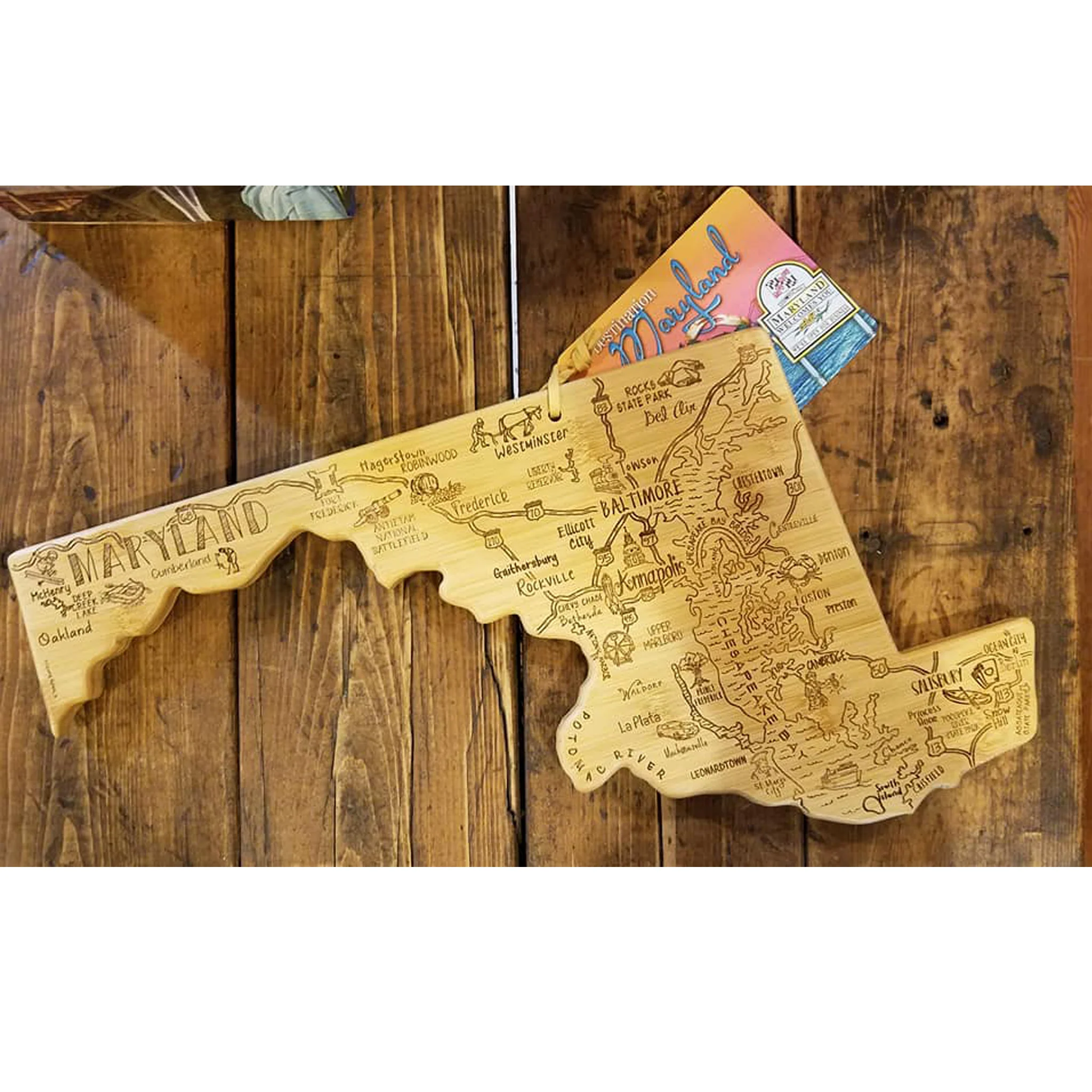 Maryland State Shaped Bamboo Cutting Board - Image 6