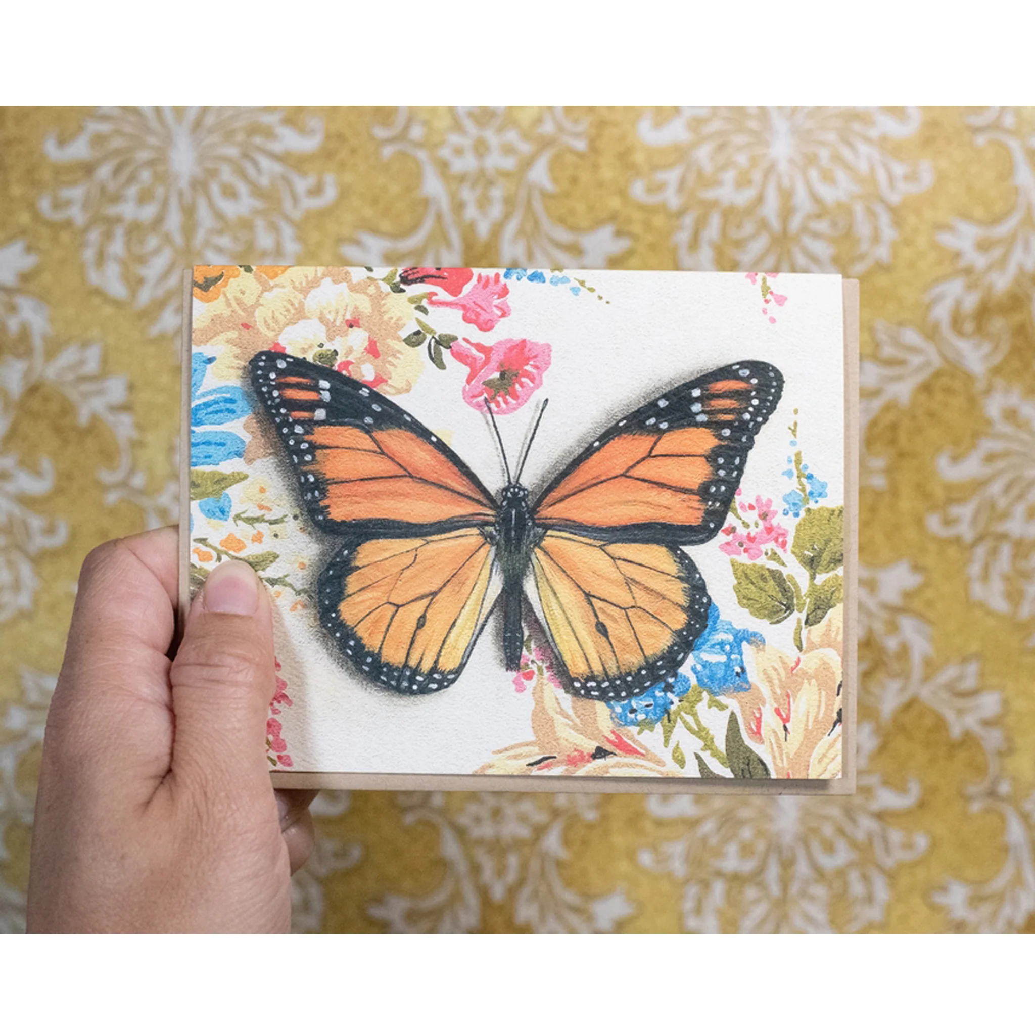 Monarch Butterfly Art Textured Notecard - Image 2