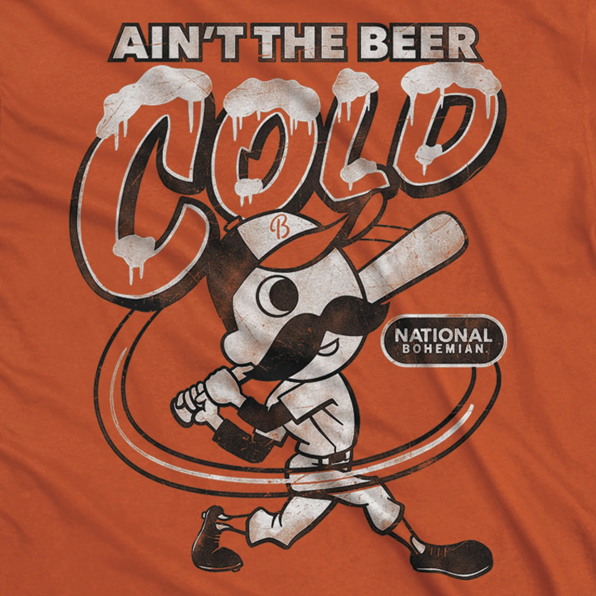 Natty Boh Ain't The Beer Cold Baseball Orange T-Shirt - Image 3
