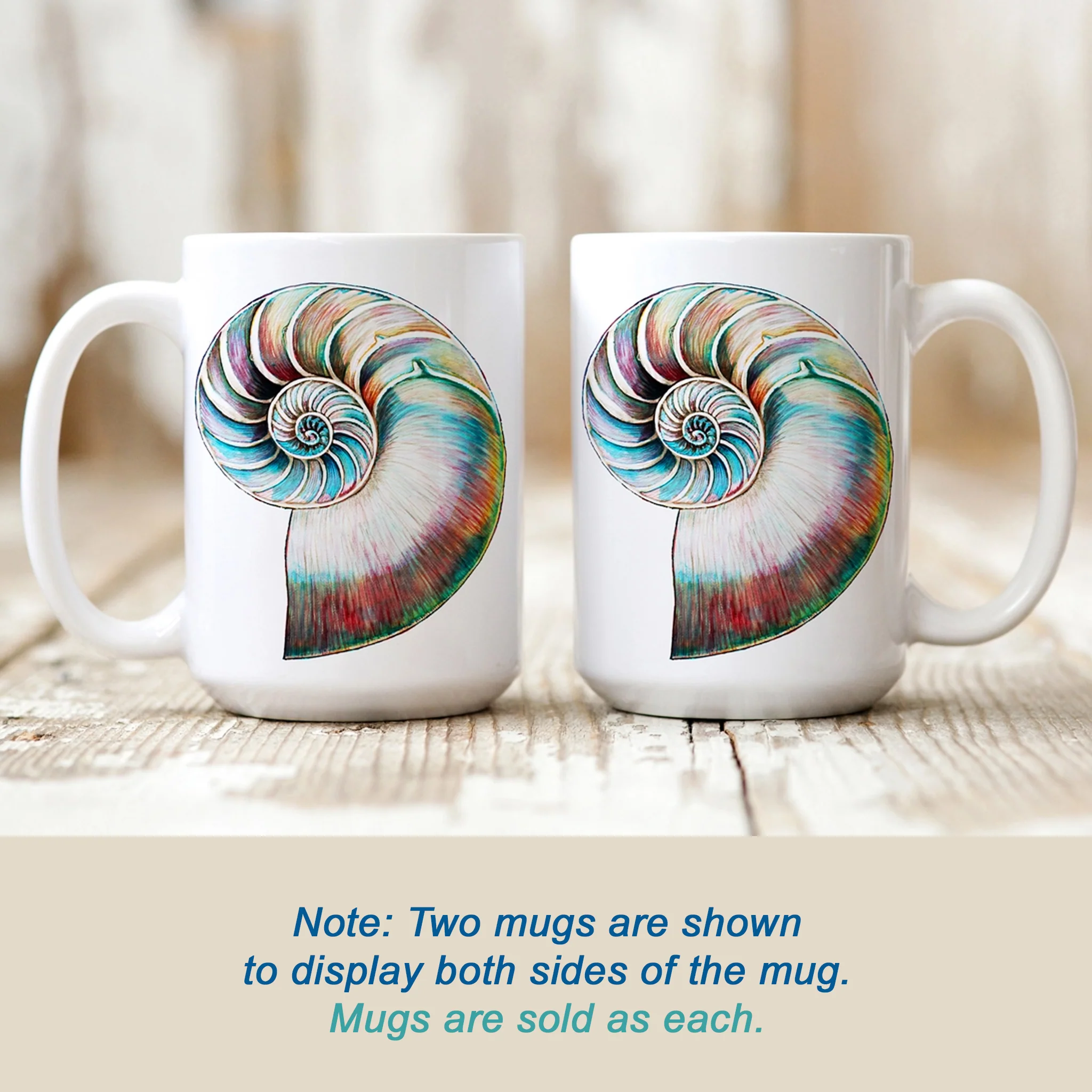 Nautilus Shell Watercolor Art Mug - Image 3