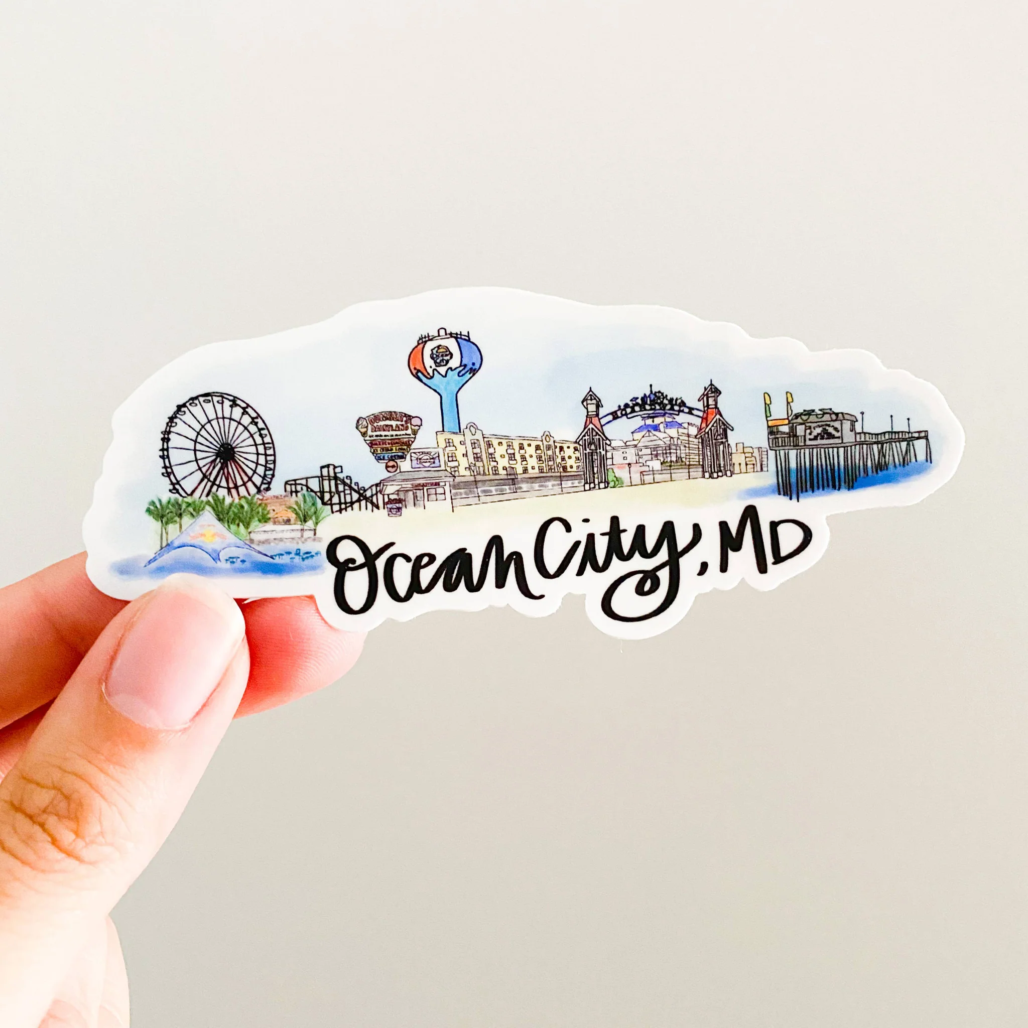Ocean City Maryland Skyline Vinyl Sticker - Image 2