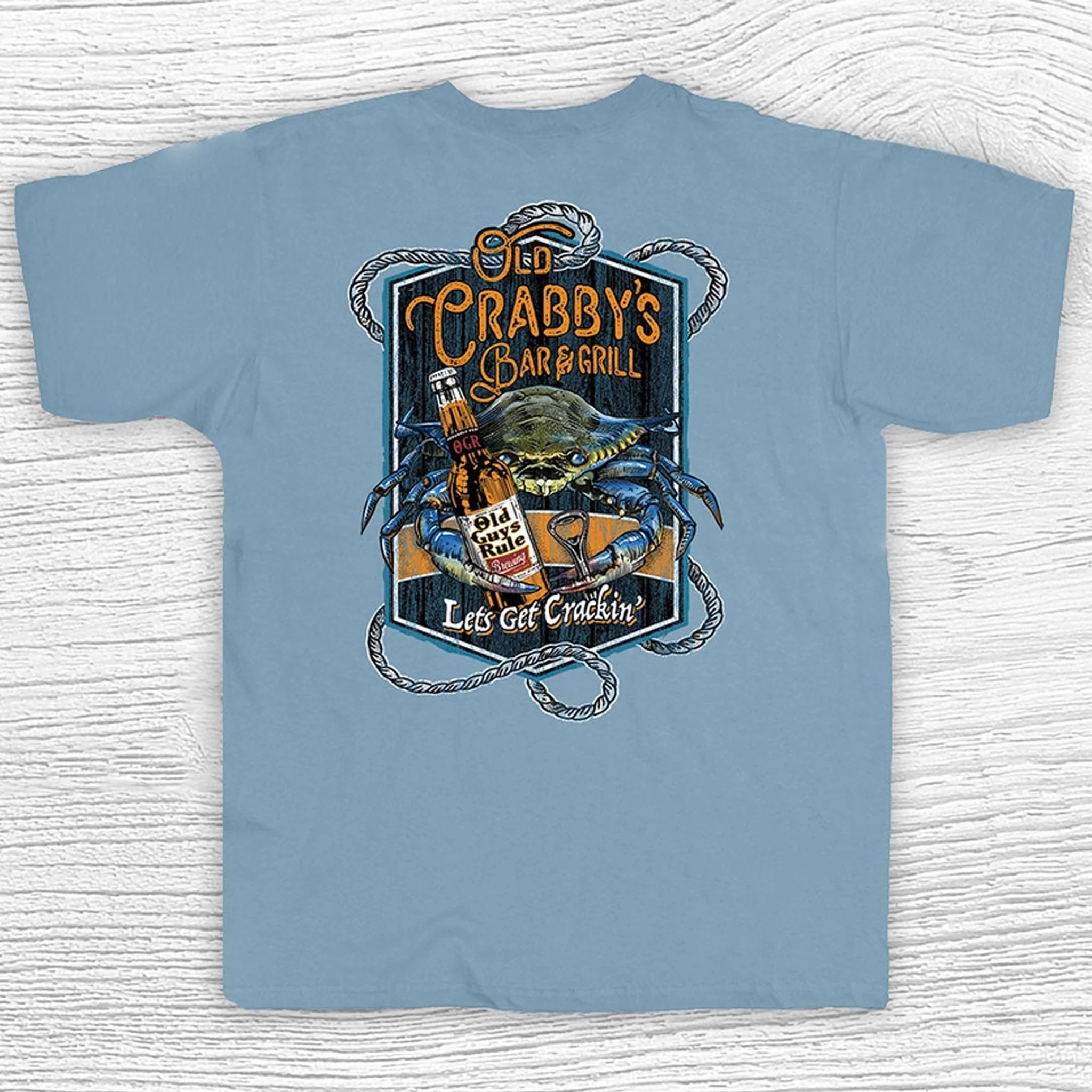 Old Crabby's Old Guys Rule Stone Blue T-Shirt - Image 2