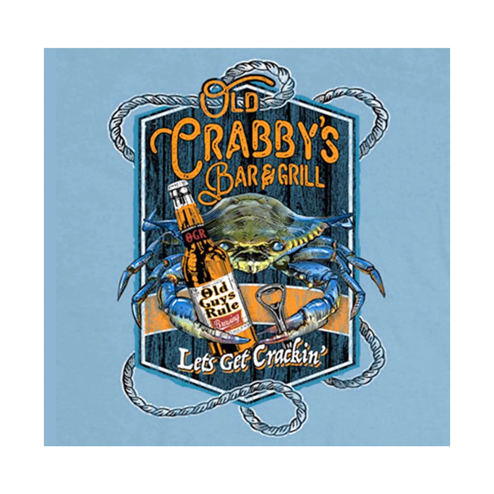 Old Crabby's Old Guys Rule Stone Blue T-Shirt - Image 3