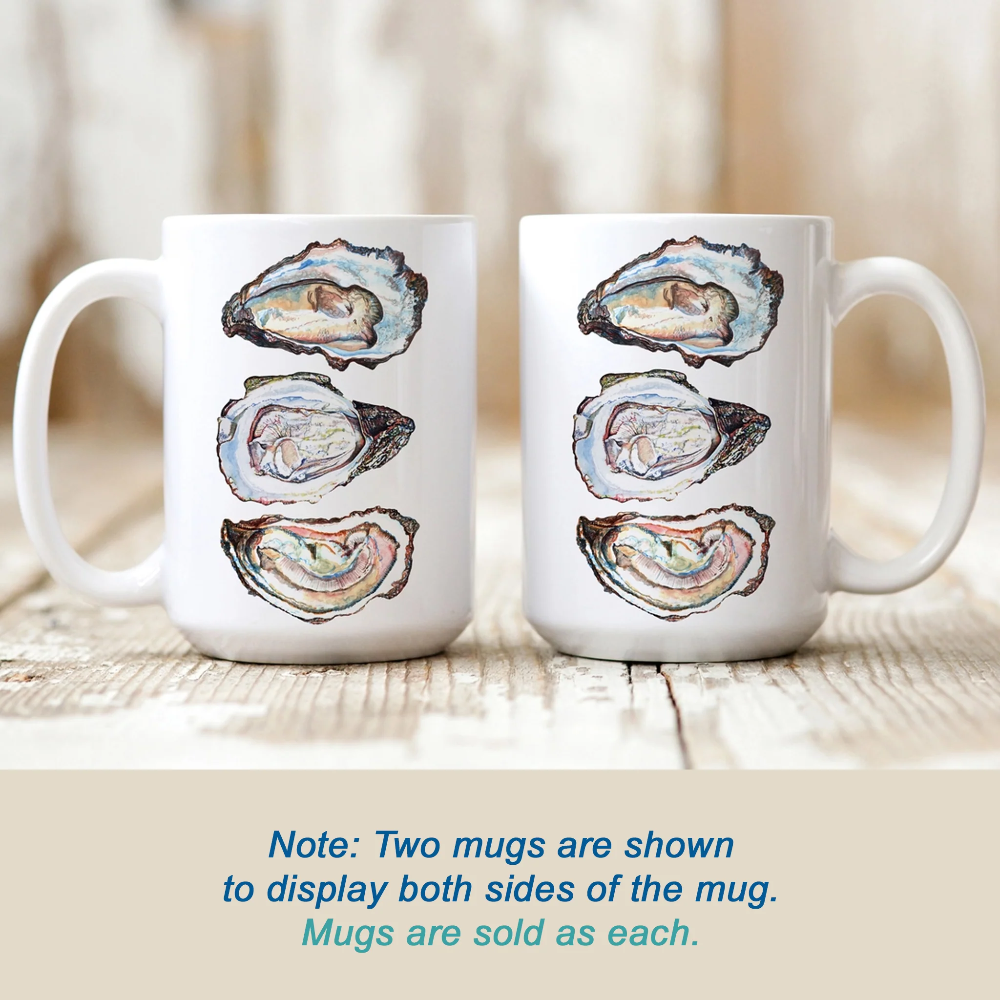 Oyster Shells Watercolor Art Mug - Image 2
