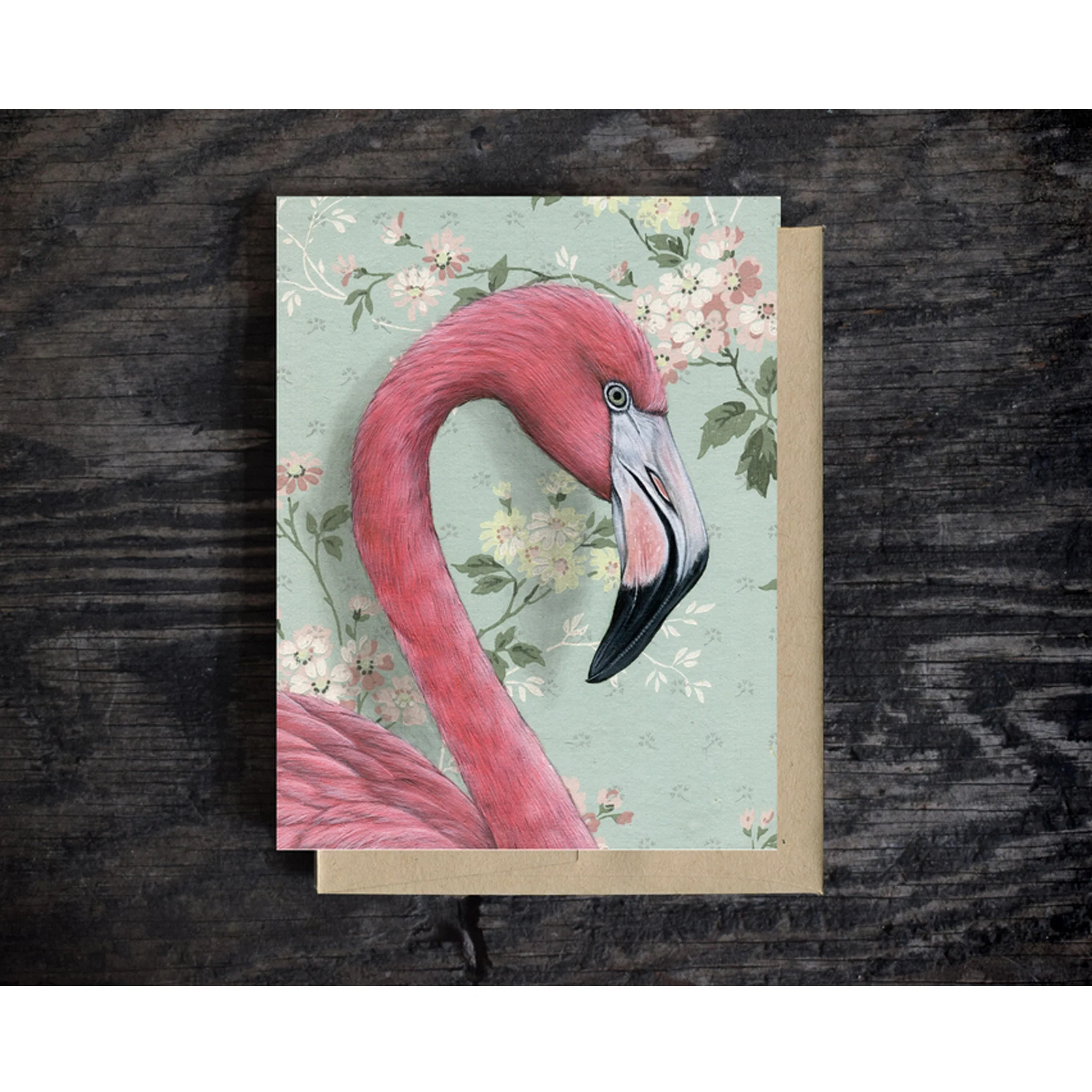 Pink Flamingo Art Textured Notecard - Image 3
