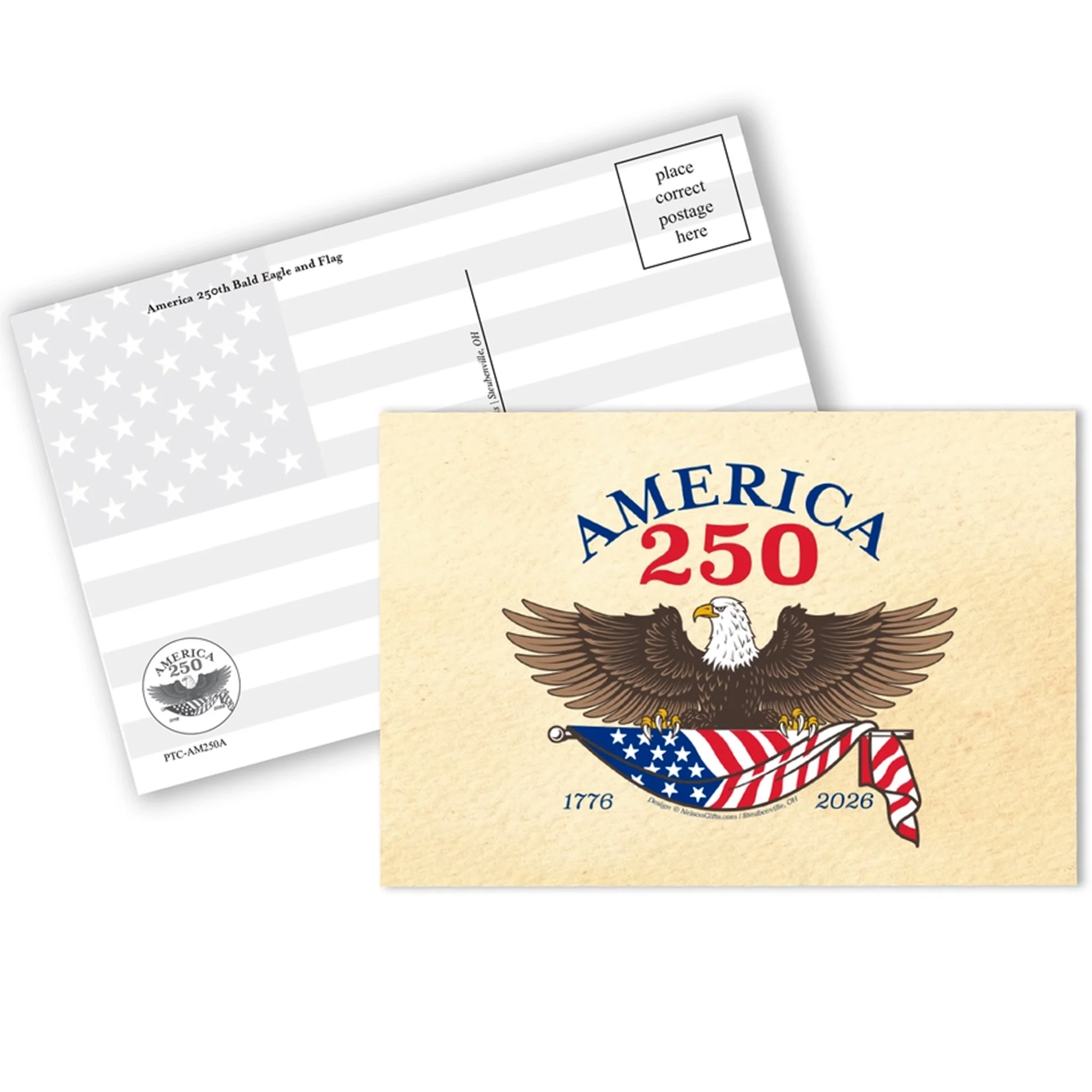 Postcard - America 250th Birthday Eagle & Flag