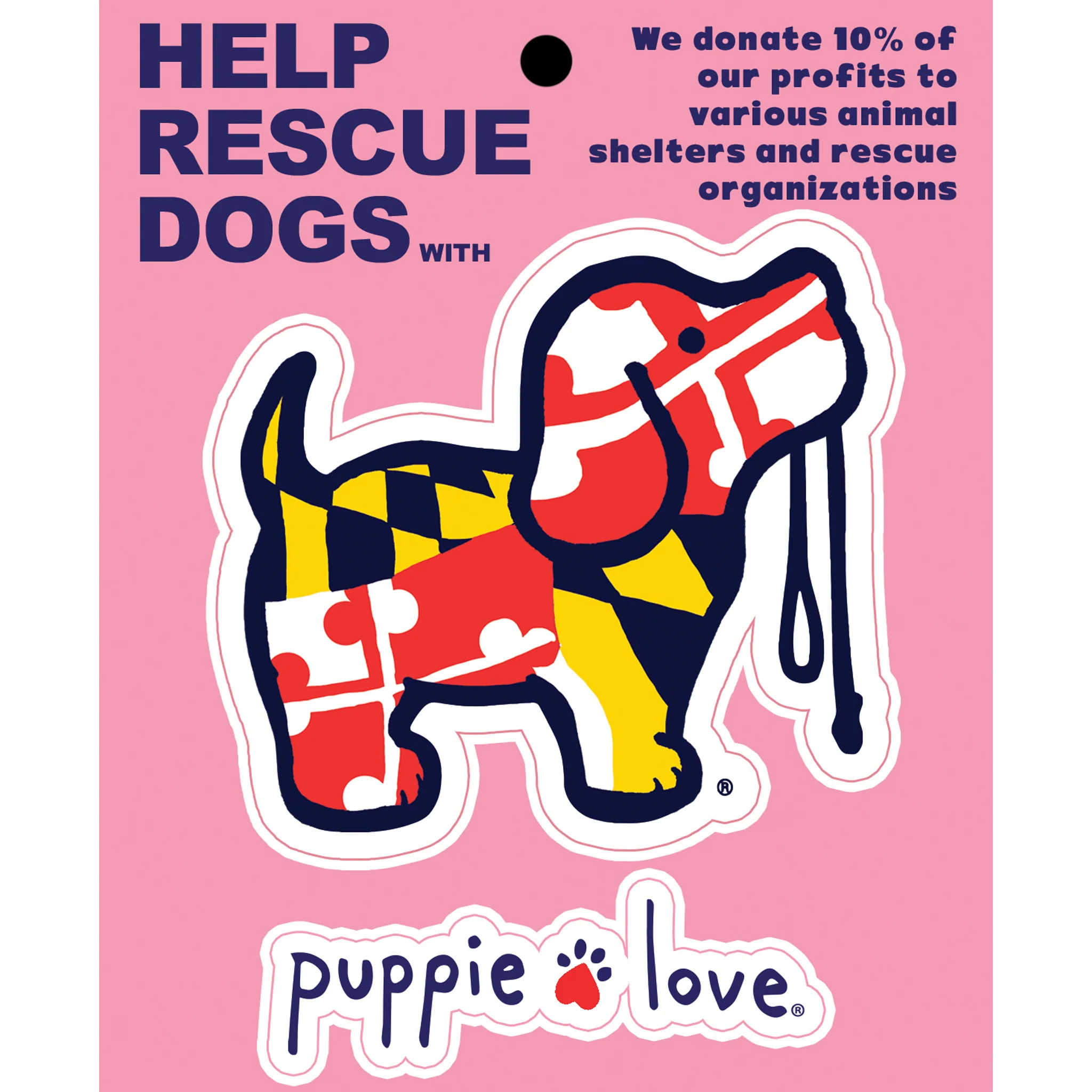 Puppie Love® Maryland Flag Pattern Pup Decal Sticker - Image 2