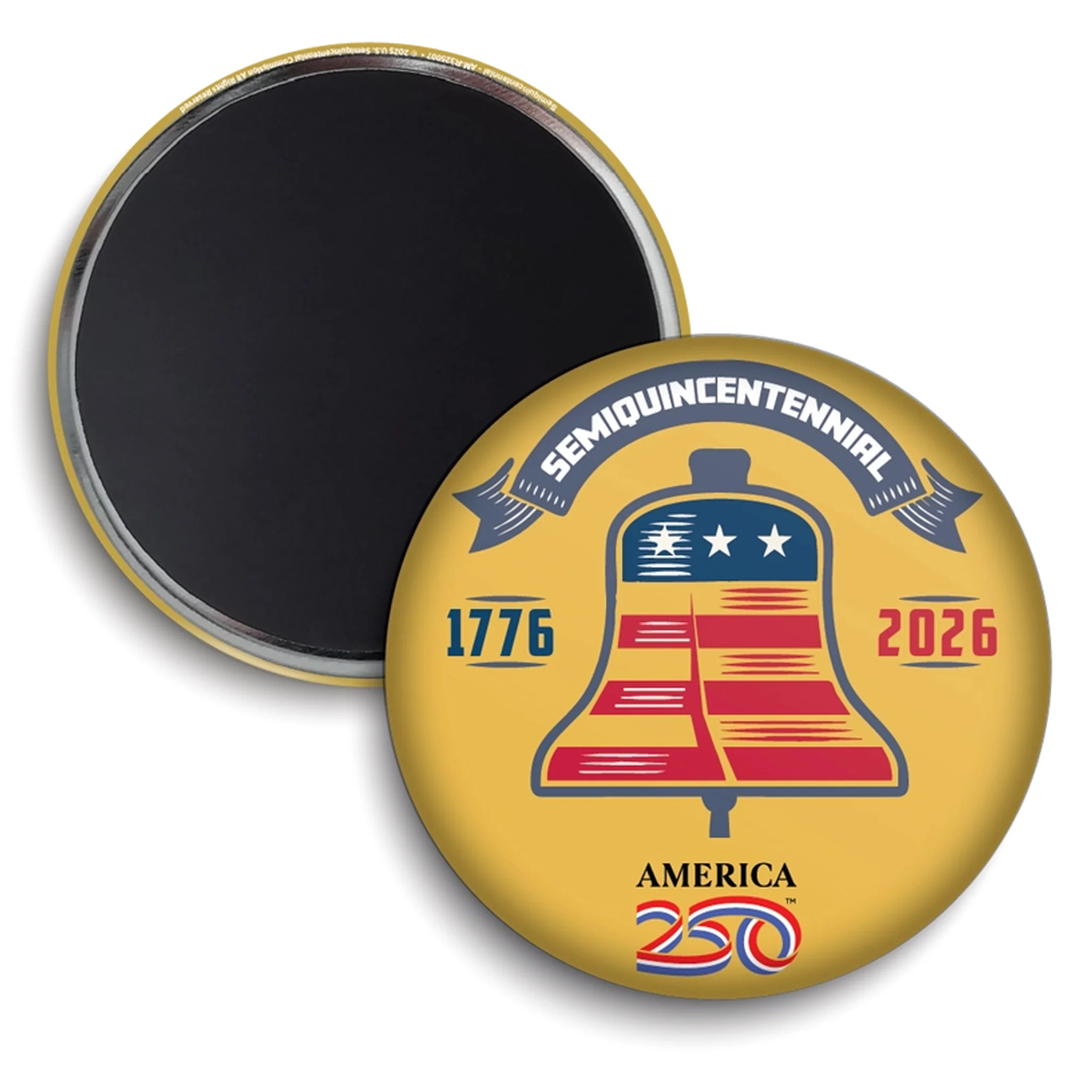 Semiquincentennial 250 Gold Bell Round Magnet - Image 2
