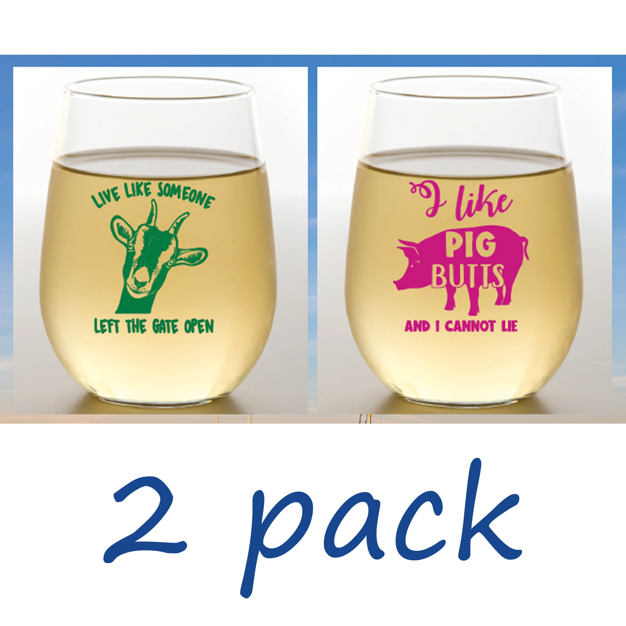 Shatterproof Stemless Wine Set of 2 - Assorted Designs - Image 4